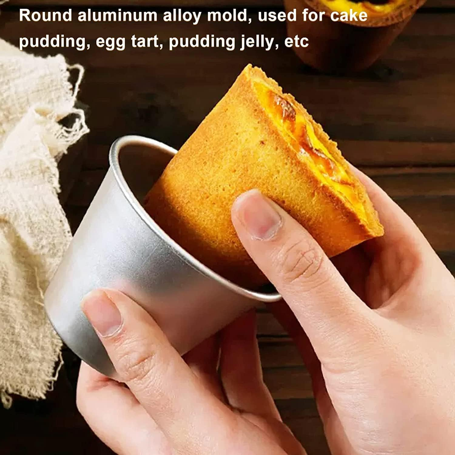 10 Pcs Pudding Moulds Aluminum Mini Pudding Basins Cups Nonstick Kitchen Baking Egg Tarts Tin Dariole Moulds for DIY Cooking Muffin Cupcake Jelly Desserts image number 6