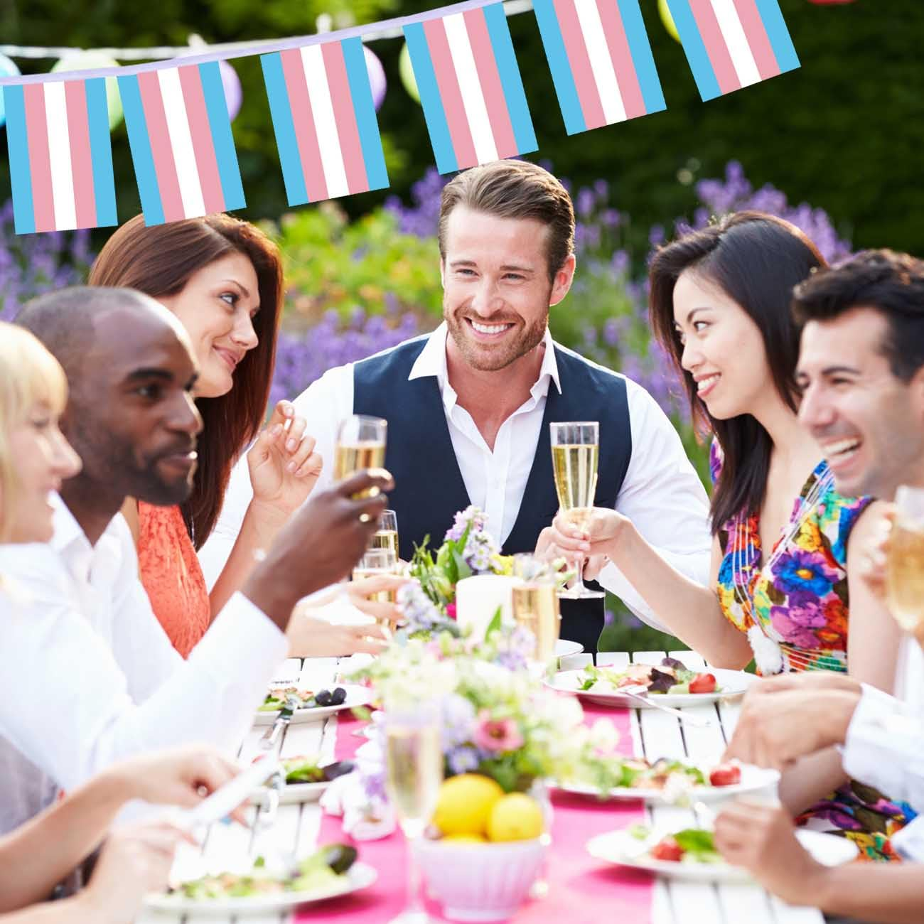 30 PCS Transgender Flag Bunting,33 FT Pride Rainbow LGBTQ National String Decoration, Decor Banner for Outdoor Indoor Patio Yard Classroom Club