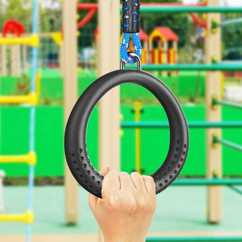 Dolibest 2 Pack of Ninja Gymnastic Rings, Monkey Ring Outdoor Backyard Ninja Accessories Set, Obstacle Course for Training,1000Lb Capacity(Black) image number 2