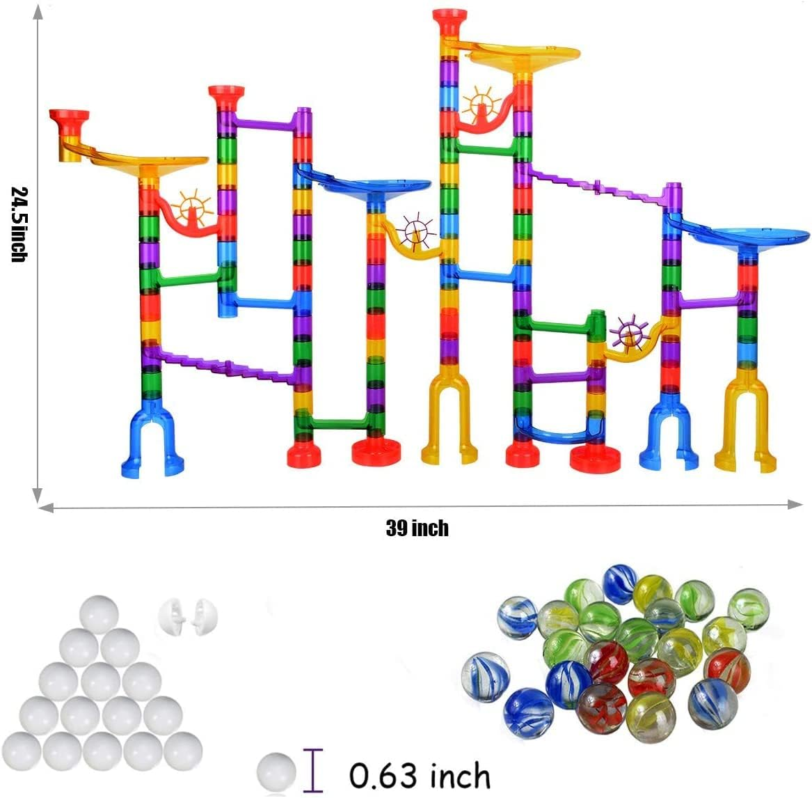 Marble Run Game 122 Parts+ 30 Marbles Construction Building Blocks for Kids 4+