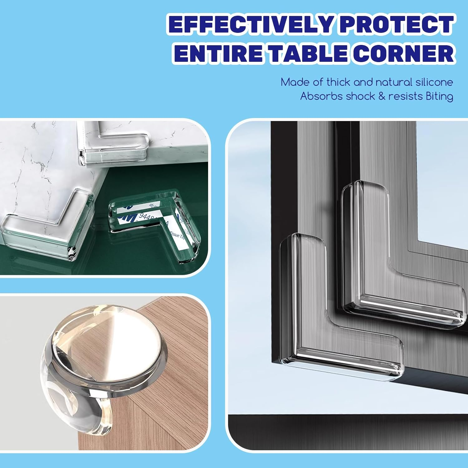 24Pcs Rubber Clear Corner Protector and Safety Cabinet Locks Kit, L-Shaped and Ball Shape Baby Proofing Edge Guards with Adhesive Strap Locks for Table Cupboard Drawers Furniture Fridge image number 1