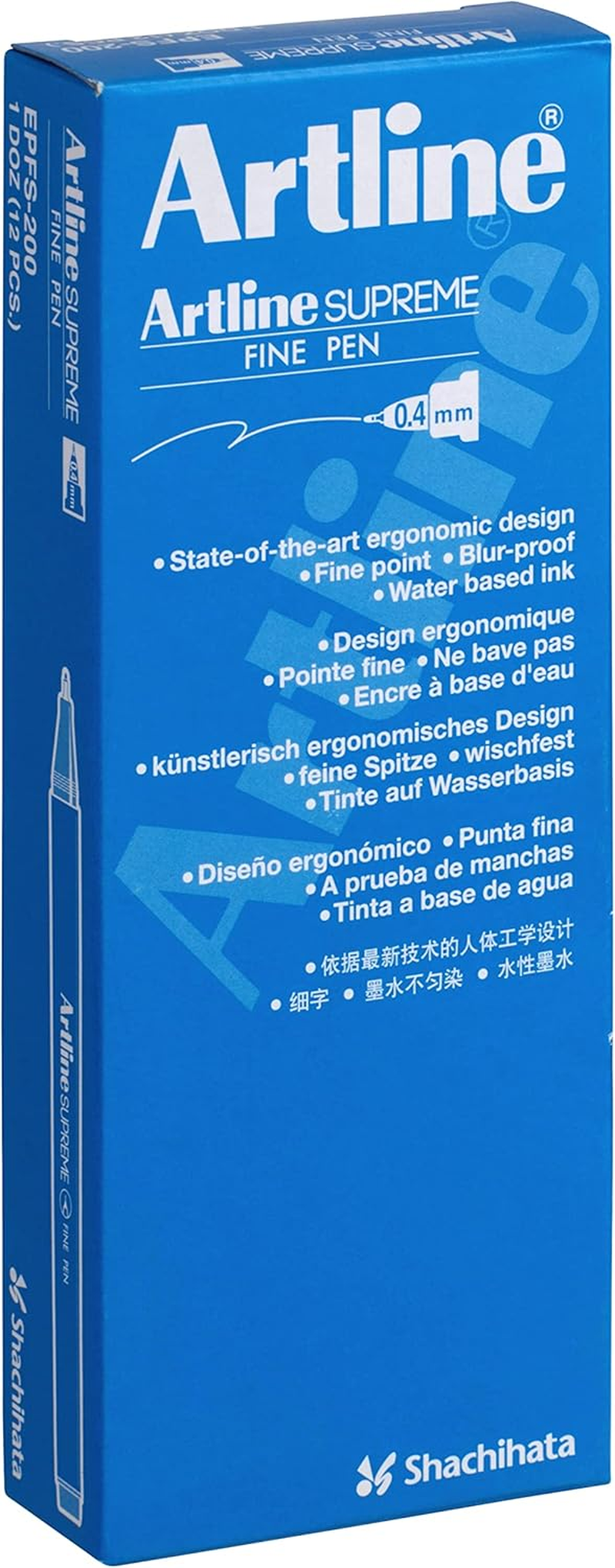 Artline, 12101, Supreme Fineline Pen, 0.4MM, Black , Box 12