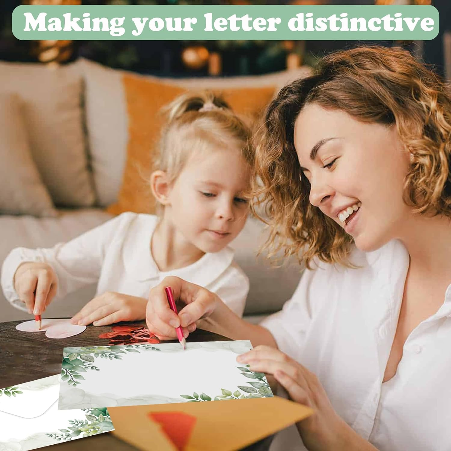 50 Sheets of Stationery with Envelopes, 10 Ddesigns of Stationery with 3 Sticker Sheets, Elegant Stationery Set for Invitation Cards, Congratulations Cards, Set D image number 1