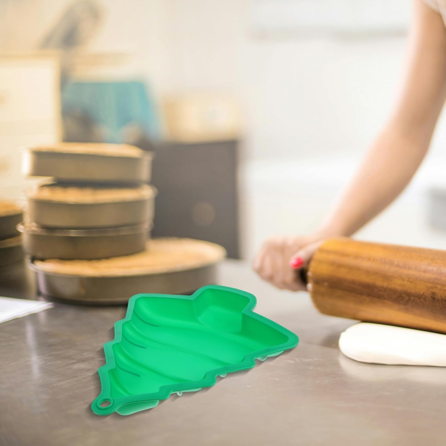 Christmas Tree Cake Pan Silicone Baking Mold Non-Stick Easy for Festive Decor image number 4