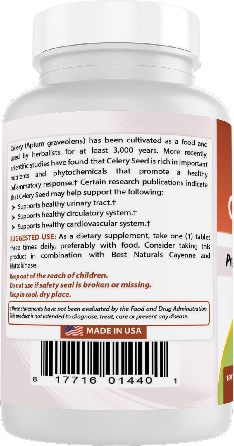 Best Naturals Celery Seed 600 Mg Tablet, 180 Count image number 2