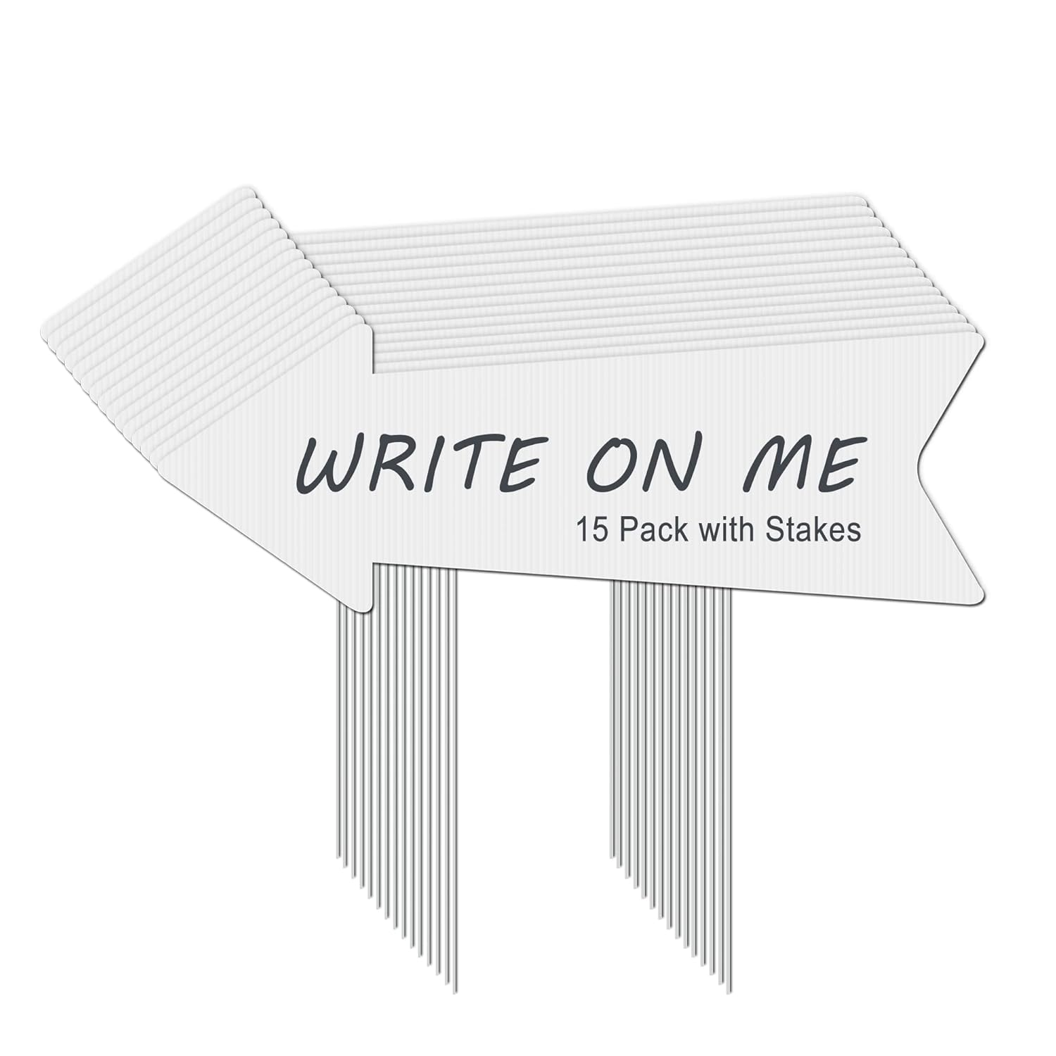 Blank Arrow Signs with Stakes 15 Pack 17 X 6 Inches Wedding Directional Yard Signs with Stakes, This Way Arrow Yard Signs Birthday Party Signs Arrow