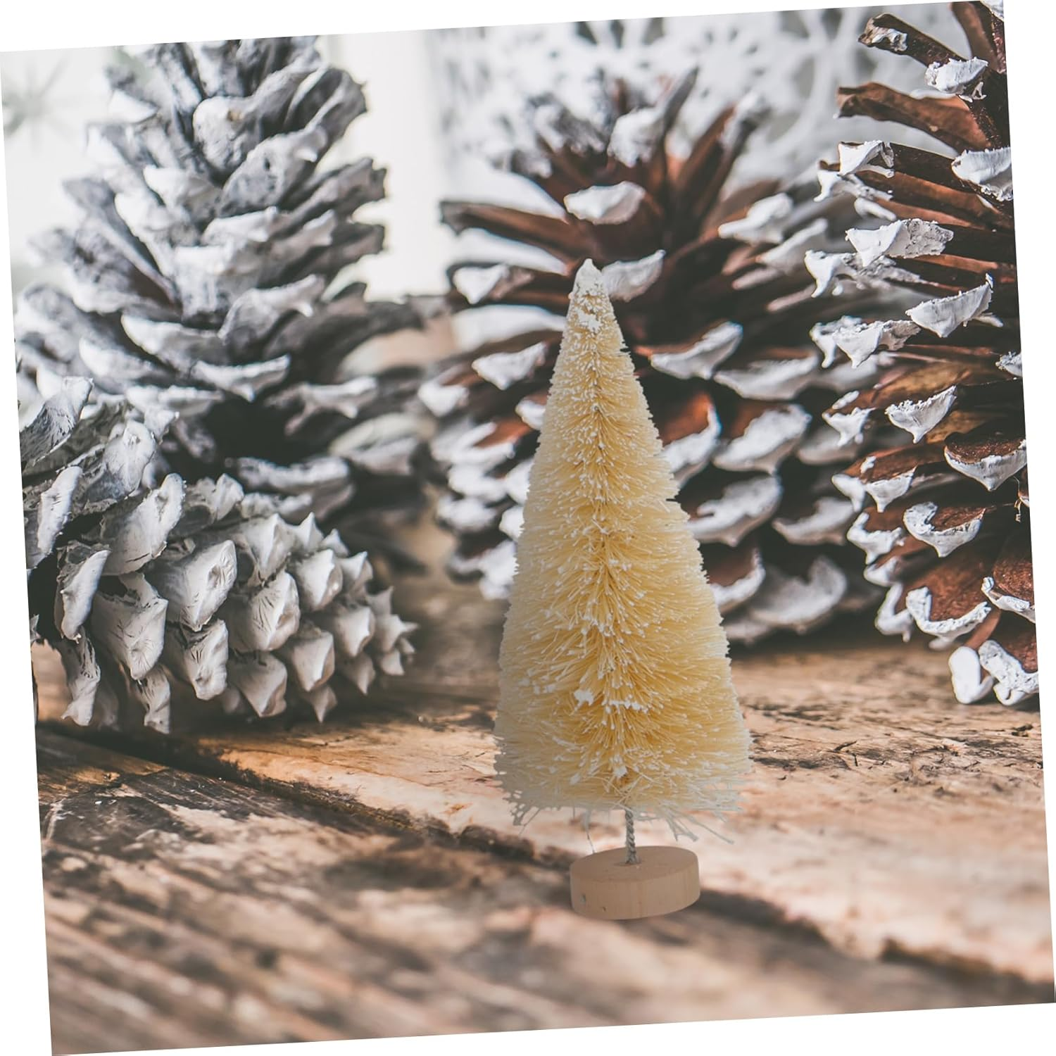 12Pcs Mini Christmas Trees Set Realistic Wood Miniature Xmas Trees for Mantel Decor for Home Office Car Study Living Room Bedroom Bathroom Bar Store image number 1