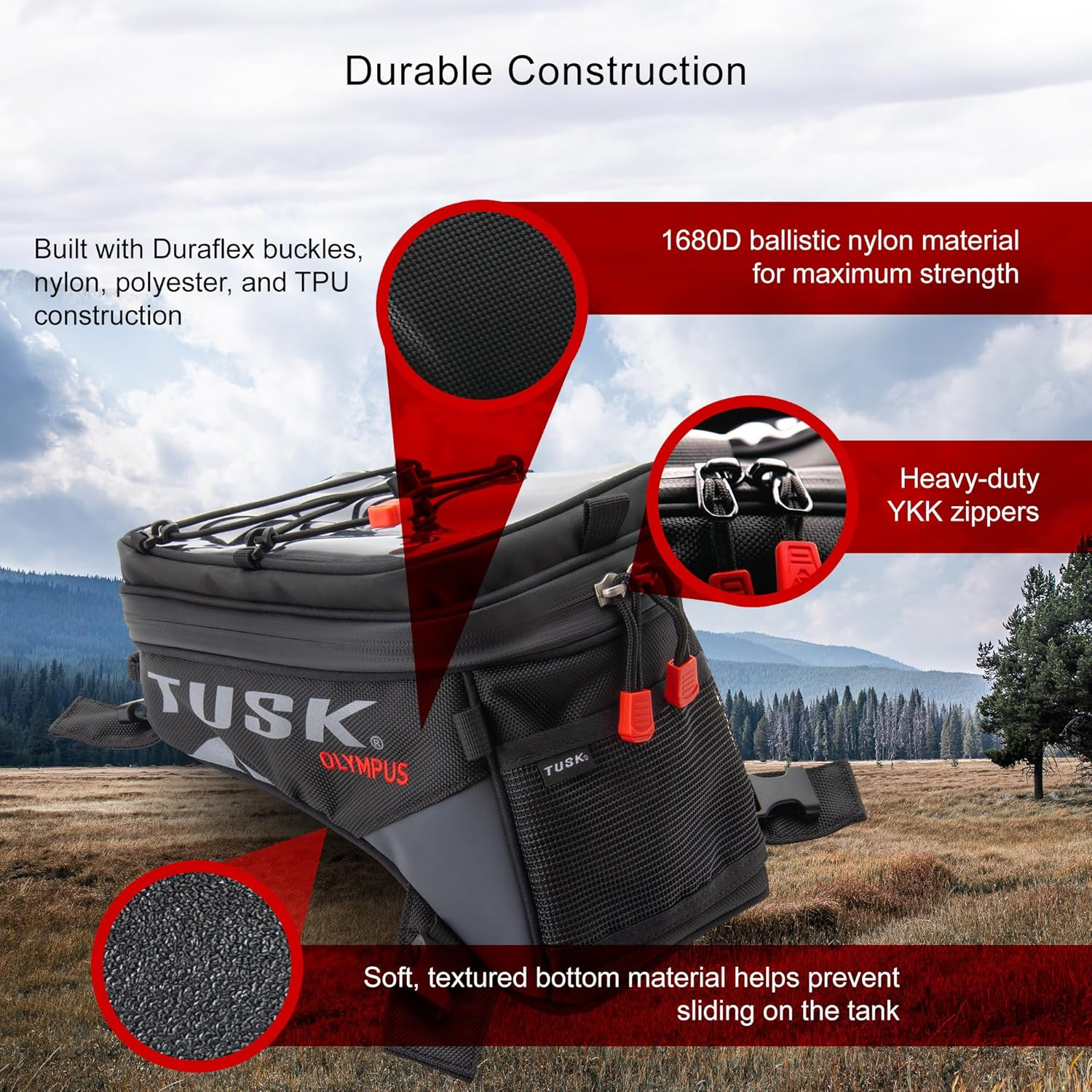 Tusk Olympus Tank Bag Small Black/Tan image number 6