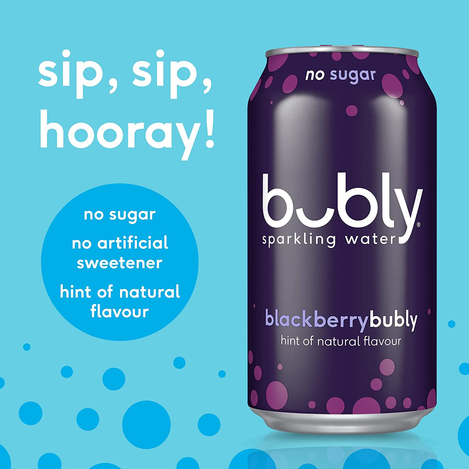 Bubly Blackberry Flavoured Sparkling Water Can 375 Ml (Pack of 8) image number 1