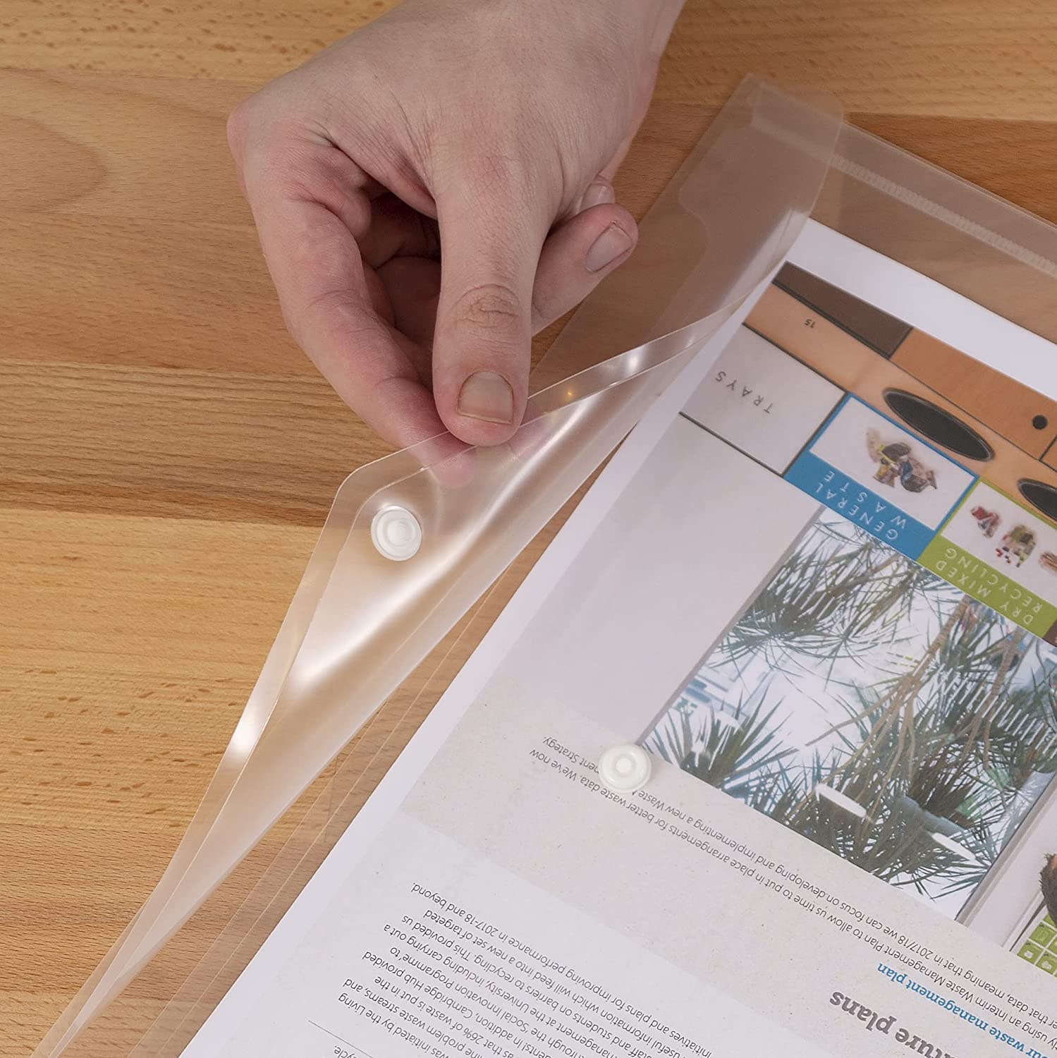 Rapesco 1497 A4/Foolscap Plastic Popper Wallet, Clear Transparent, Pack of 50 image number 3