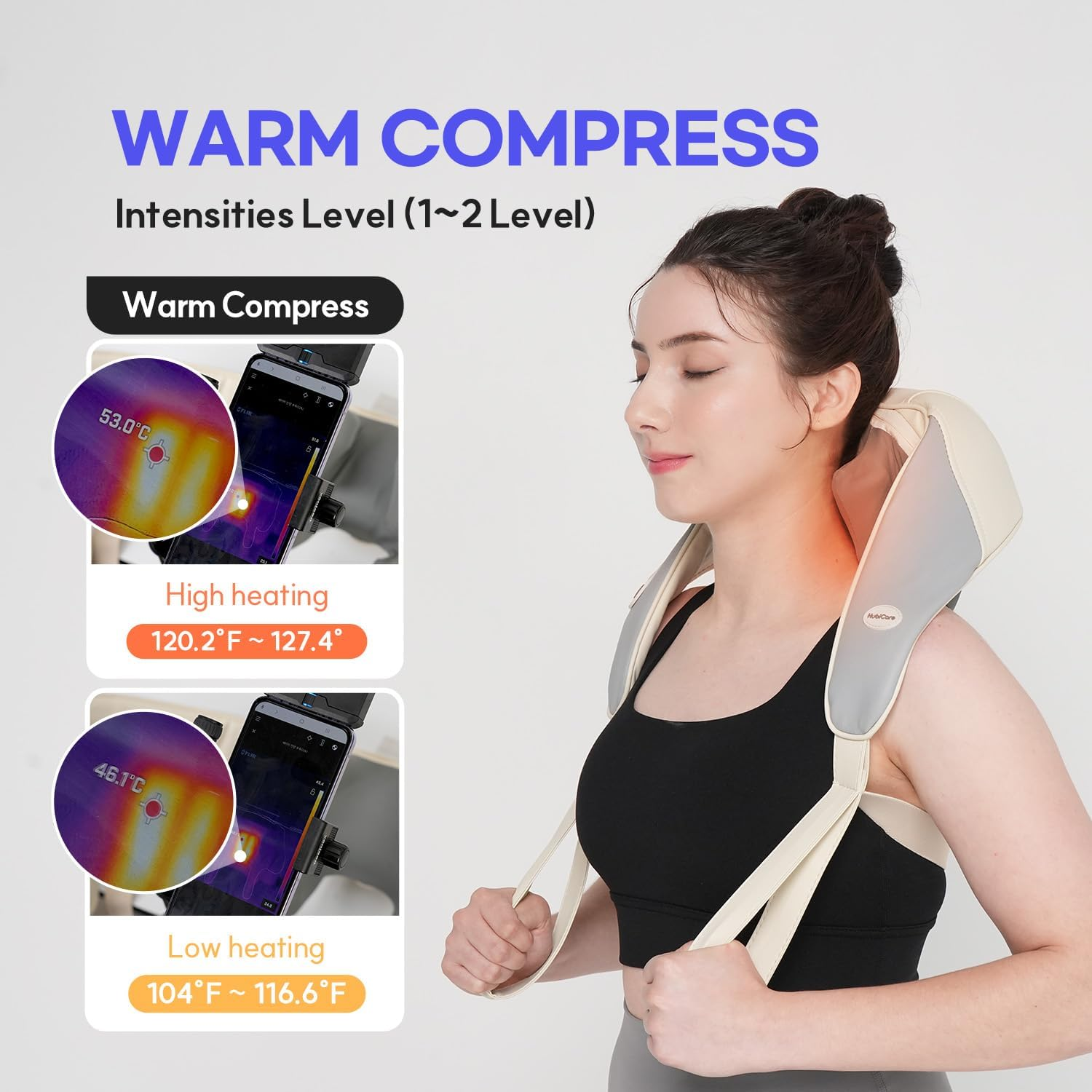 Hubicare Mini Shiatsu Neck and Shoulder Massager with Heat for Pain Relief Deep Tissue, Neck, Back, Shoulder, Leg Electric Kneading and Heating, Perfect Gifts for Men Women Dad Mom image number 2