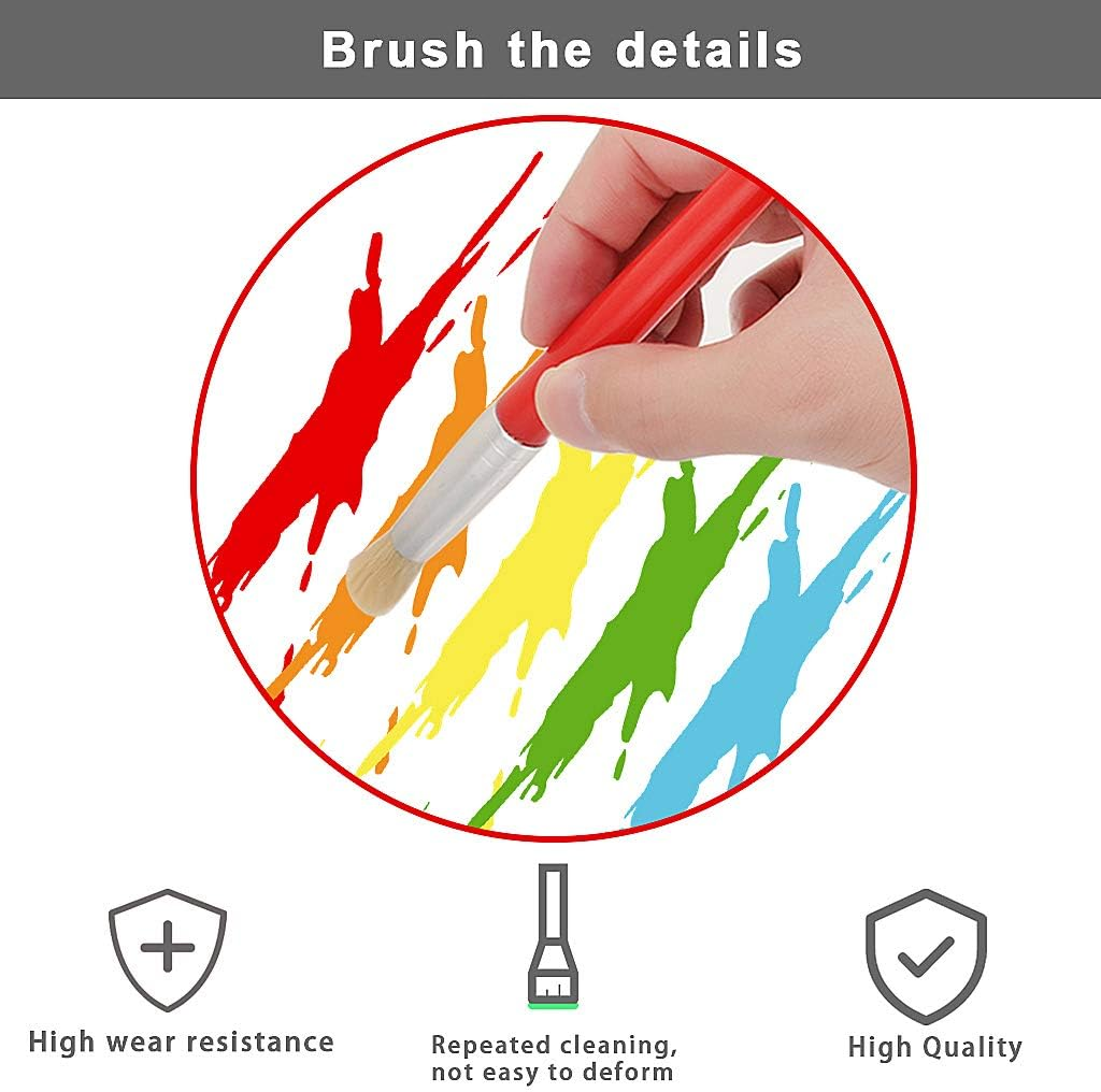 JCF Kids Paint Brushes,4 PCS Painting Brushes Set Flat Tip with Plastic Handle and Hog Bristles Painting Brushes,Multi Color Paint Brushes for Kids Beginners Art Supplies