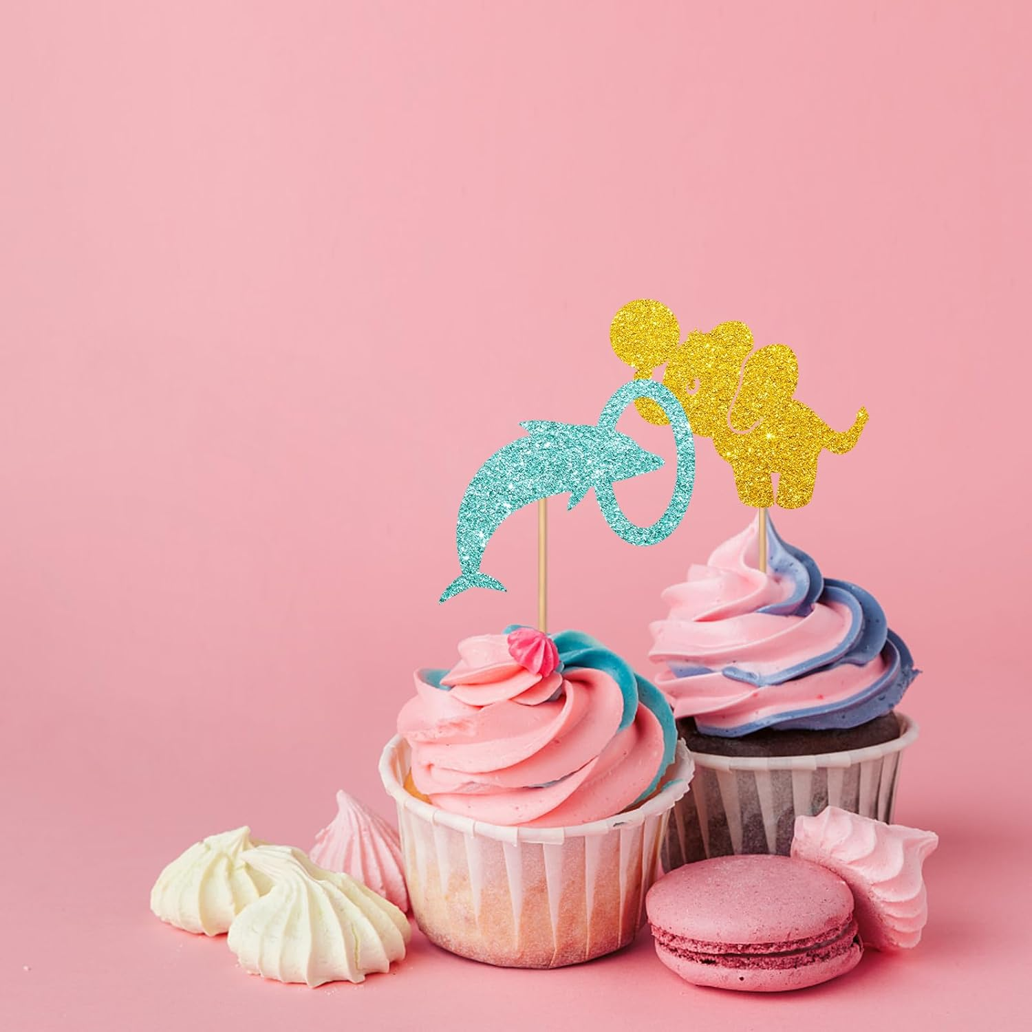 24Pcs Circus Cupcake Toppers, Circus Animal Cupcake Toppers, Colorful Glitter Carnival Cake Decoration for Kids, Carnival Themed Baby Shower/Birthday Party Supplies image number 2