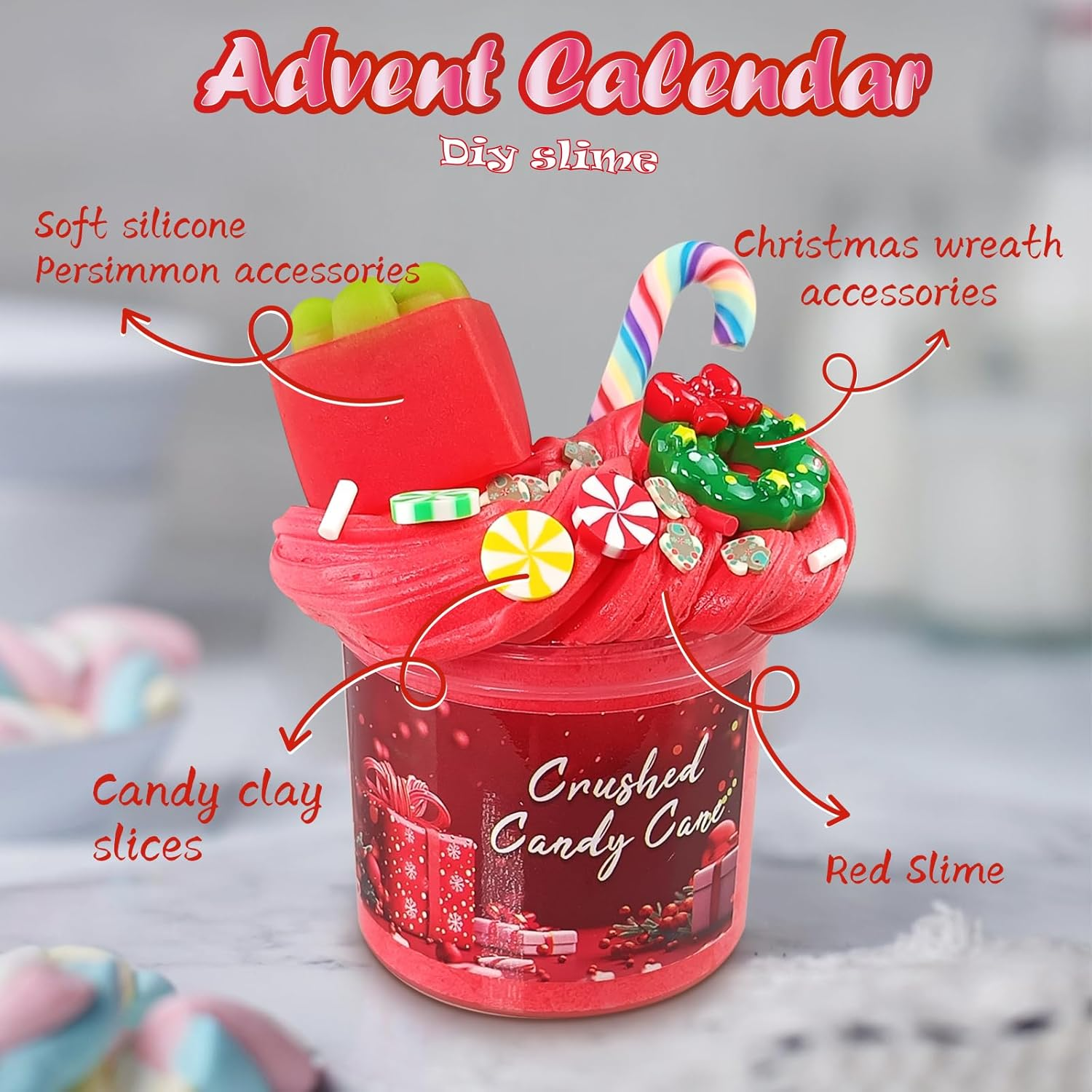 Advent Calendar 2024 Children'S Girls Slime Advent Calendar 12 Slimes with Christmas Motifs and 12 Packages with Slime Decoration Parts Christmas Countdown Calendar for Children Boys Girls image number 5