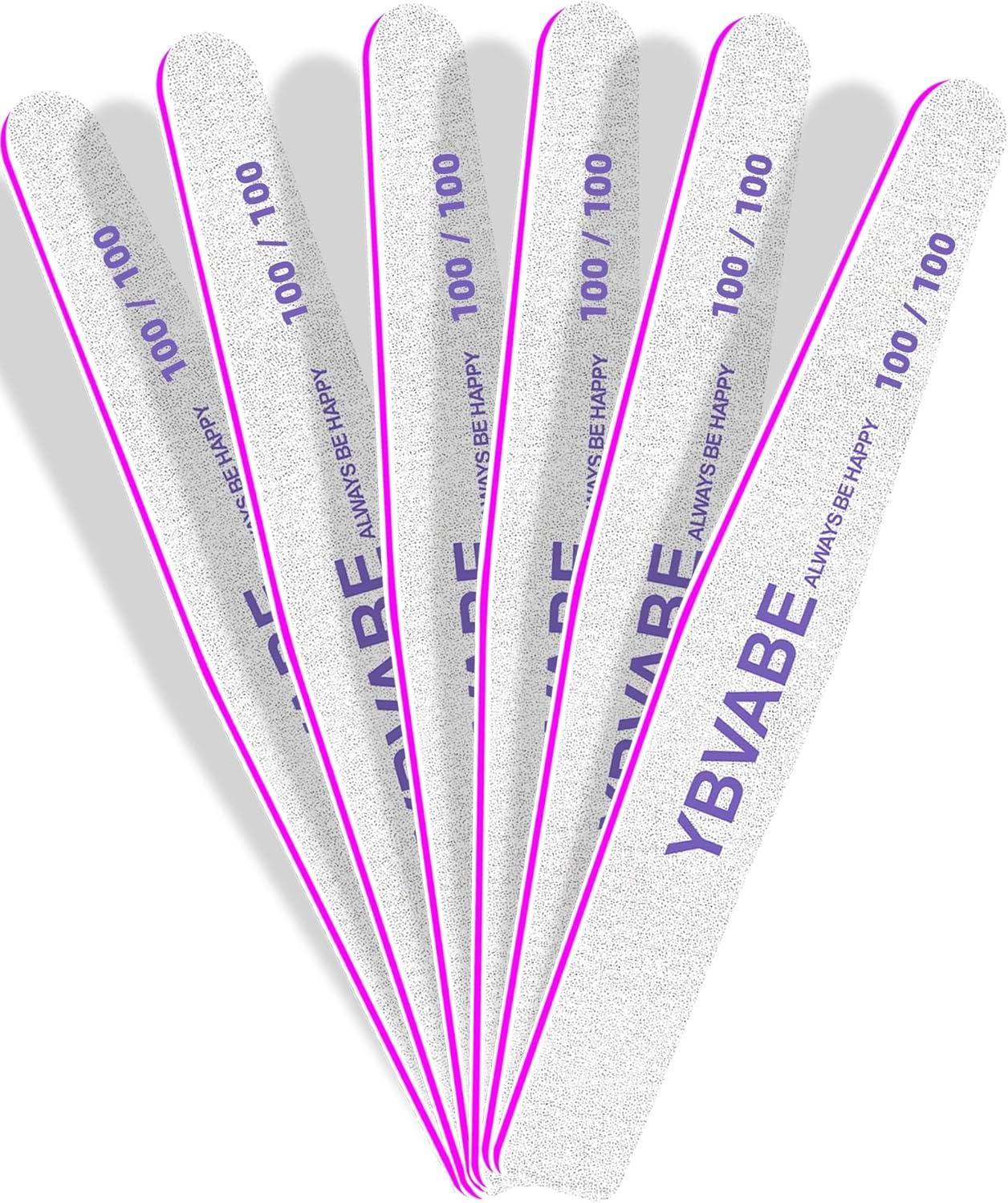 YBVABE 6Pcs Nail File, 100/100 Grit Double Sided Nail Files, Professional Reusable Washable Emery Boards Manicure Tool for Precision Nail Shaping, Purple