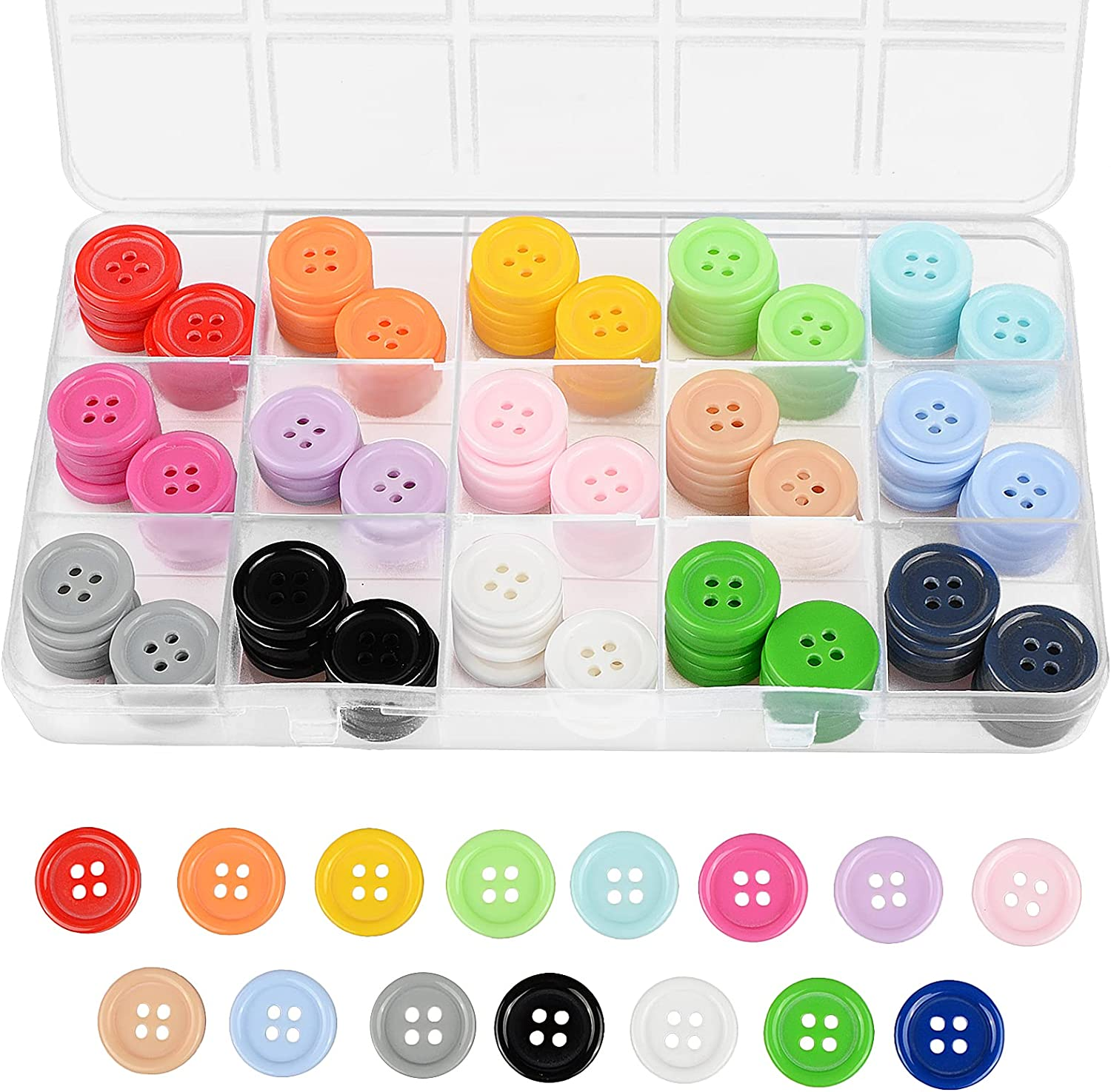 180Pcs Multicolor Resin round 4-Hole Sewing Buttons, 18Mm, Suitable for Clothing, Pillow Cases & DIY Craft image number 1