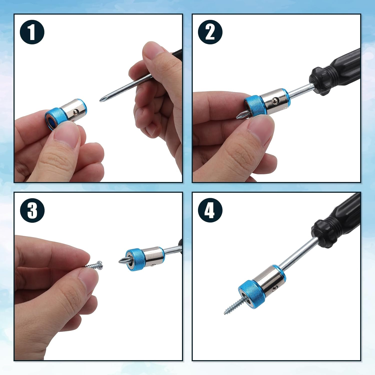 9Pcs Screwdriver Head Magnetic Rings, 3 Colors Premium Aluminum Magnetic Screw Ring Durable Screw Head Magnetic Ring for 1/4" Hex Screwdriver and Power Screwdriver Bits image number 3