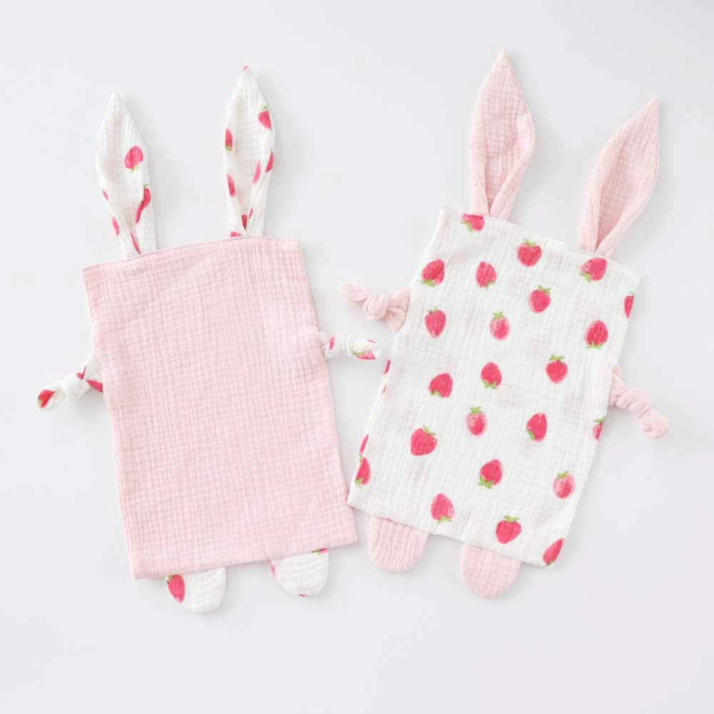 Bunny Security Blanket for Boys and Girls,Cotton Soft Breathable Muslin Soothing Towel Appeasing Toy for Infant and Toddler,2 Pcs Set(Bigbear&Cactus)