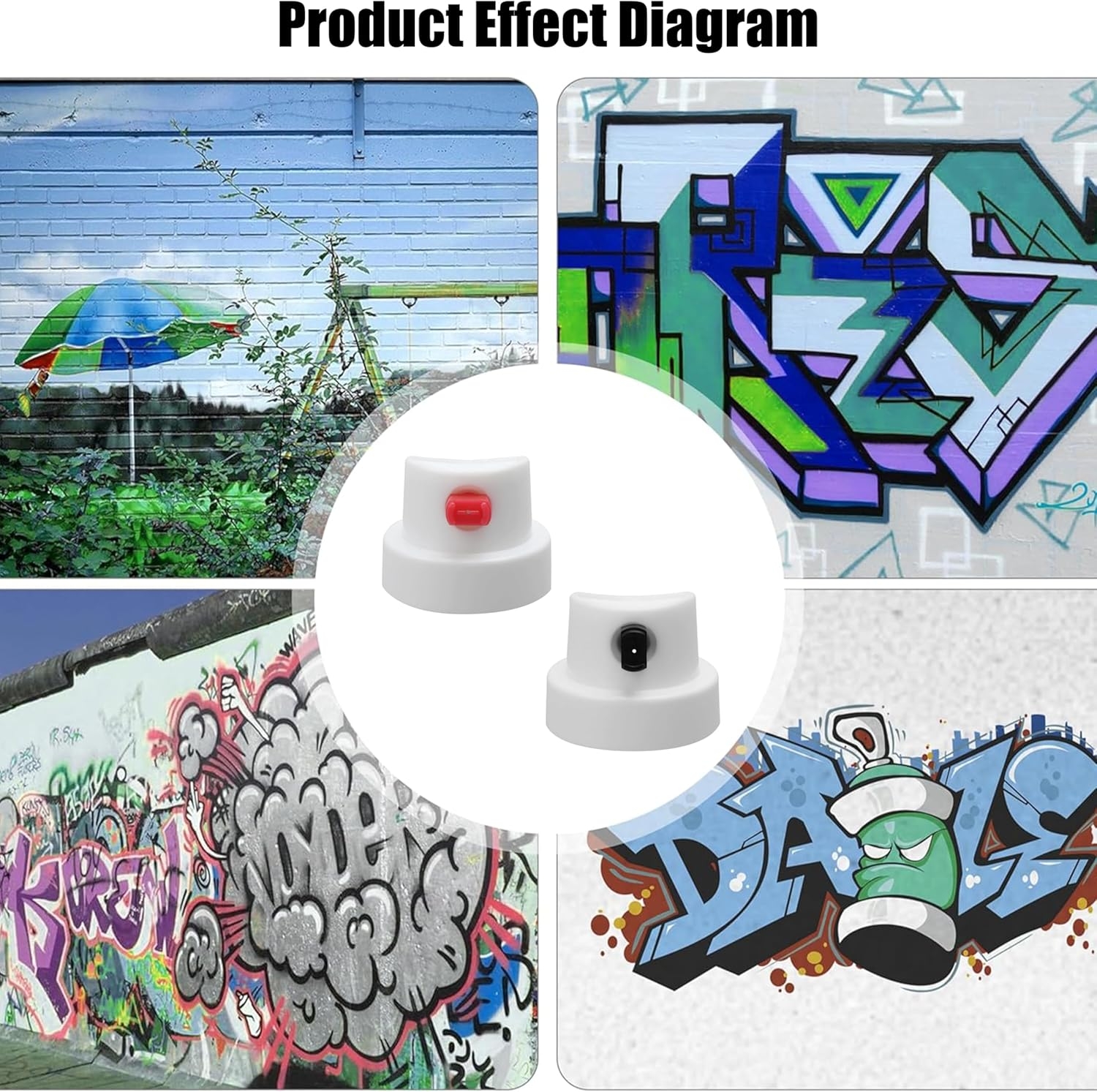 20 Pack Flat Jet Spray Paint Caps -Graffiti Car Spray Paint Accessory Supplies for Graffiti,Calligraphy & Art, Compatible with Spray Cans, Red & Black Tips, Durable Paint Can Nozzles for Artists image number 3