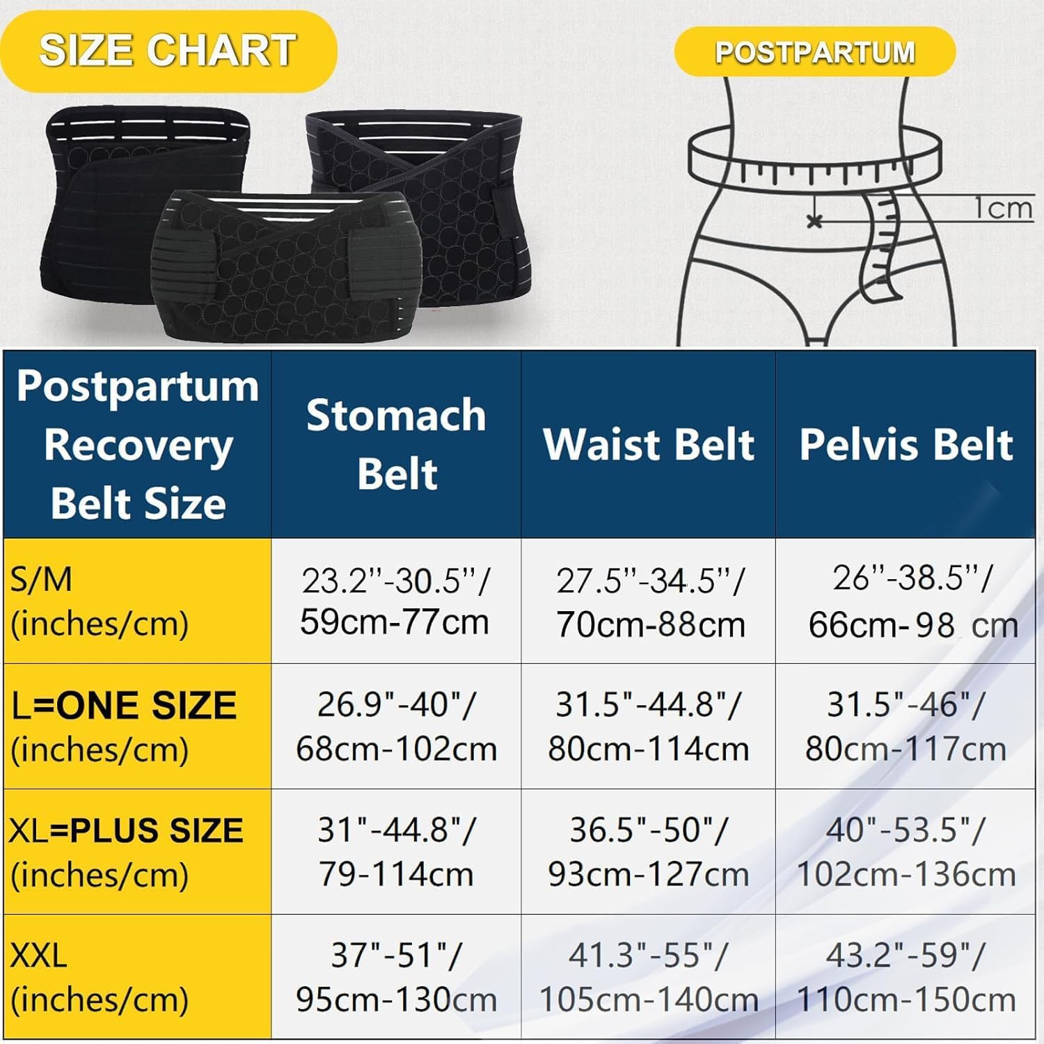3 in 1 Postpartum Belly Wrap - Recovery Belly/Waist/Pelvis Belt Black Postpartum Belly Band (One Size Black) image number 5