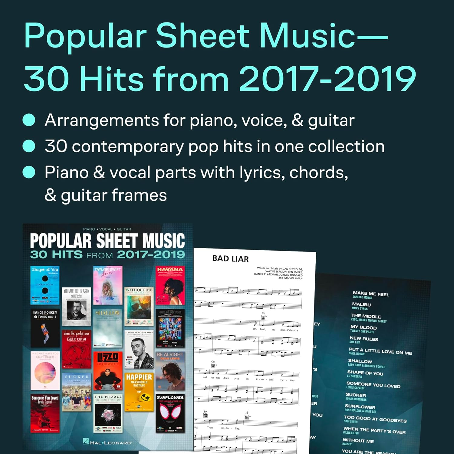 Hal Leonard Popular Sheet Music 30 Hits from 2017-2019 Songbook image number 1