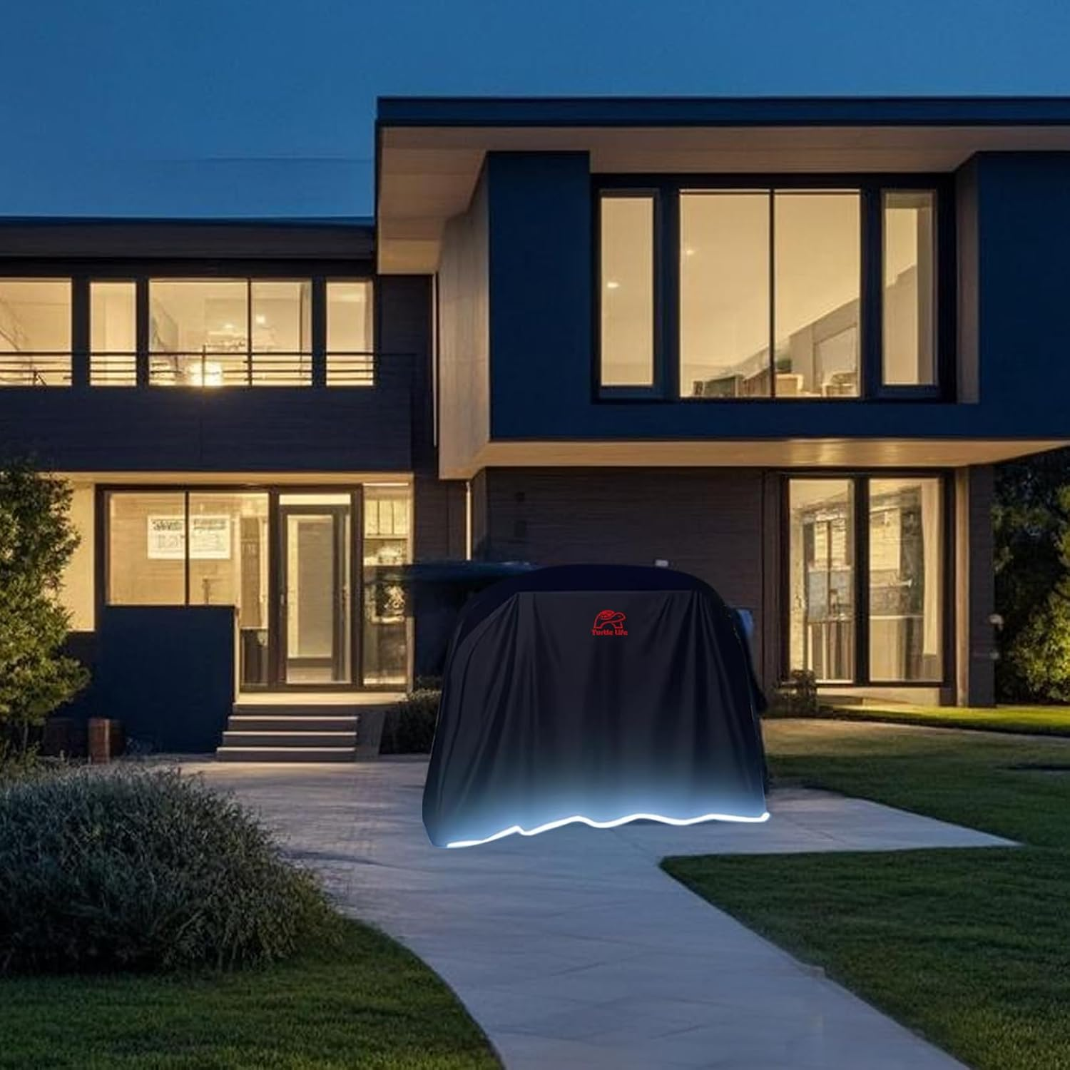 Turtle Life BBQ Grill Cover, 72 Inch Heavy Duty Waterproof 4-6 Burner Barbecue Gas Grill Covers for Weber Genesis Char-Broil Brinkmann, No Fading within 2 Years, Black image number 2