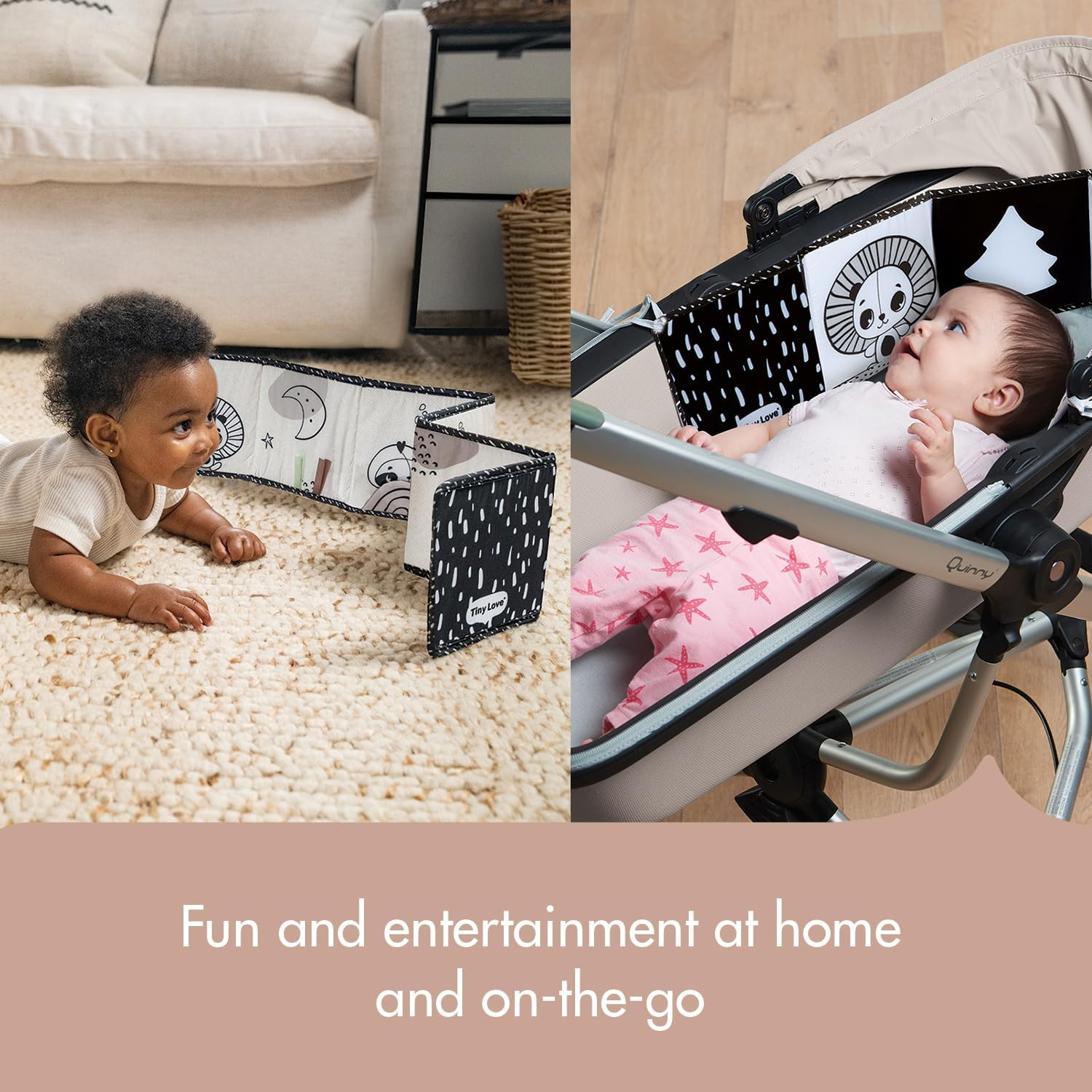 Tiny Love Double-Sided First Book, Black & White Decor Baby Activity Book with 7 Fun Activities , Dual Stage Development with Textures, Sounds, and Mirror, Enhances Cognition, Communication, and Motor Skills image number 5