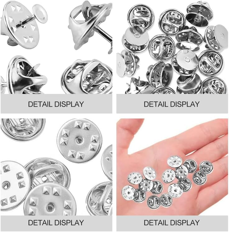 New 100 Piece Butterfly Clutch with Pins Safety Pins Hat Pin Badge Silver Color Metal Tie Back Lapel Butterfly Closure Fastening Practical and Popular Beautiful Design for DIY Jewelry Craft Making Silver image number 3