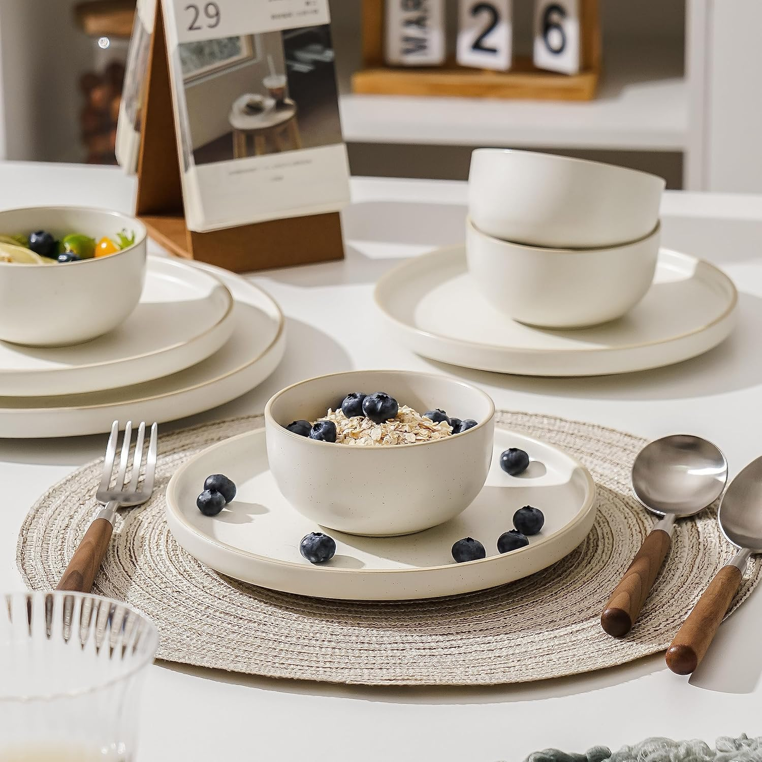 S&Q'S Ceramics Ceramic Small Bowls for Kitchen, Set of 6, 10 Ounces Small Ceramic Bowls for Condiments, Dipping, Side Dishes (Glazed Matte Off-White), (TSW) image number 3