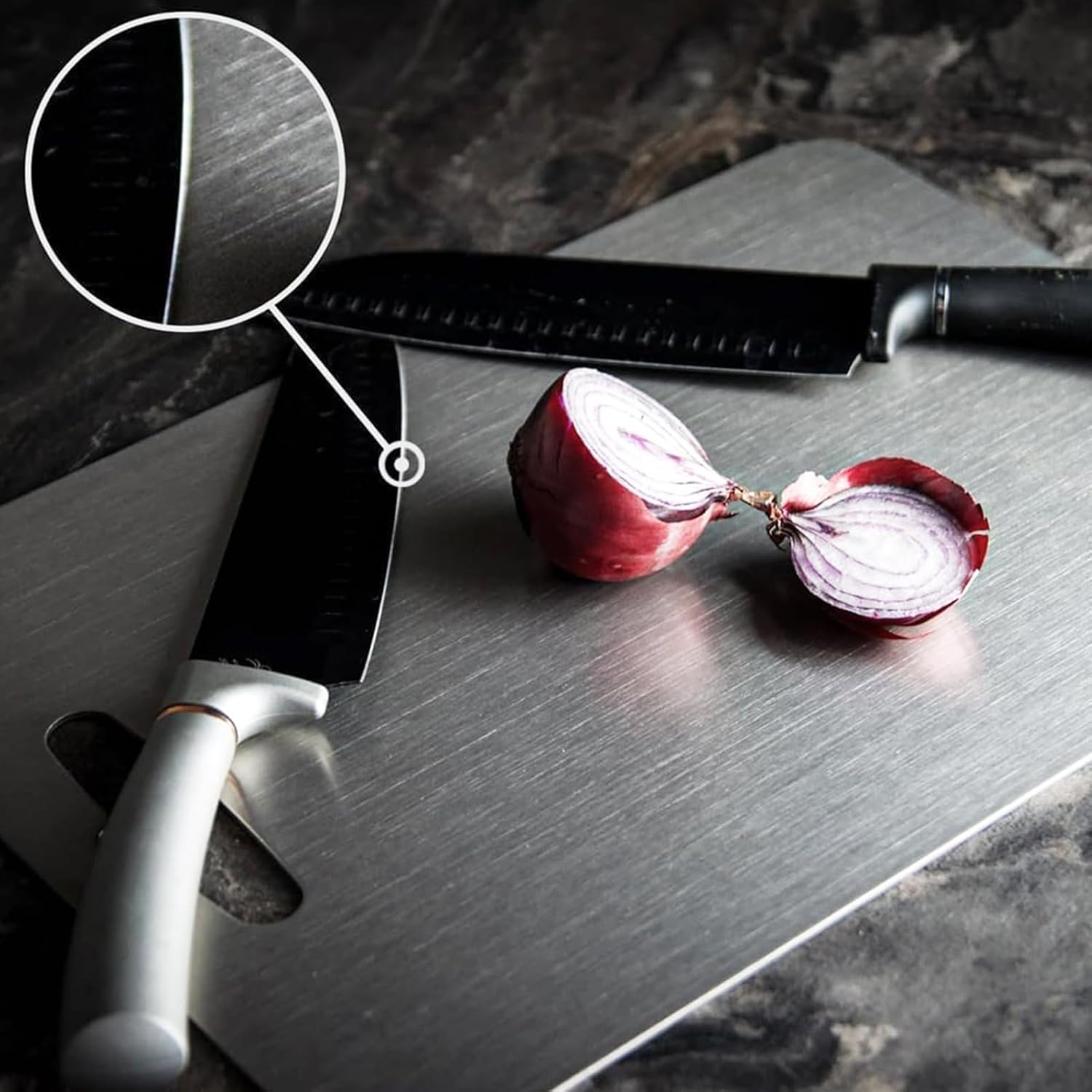 Cutting Board for Kitchen,Stainless Steel ​Food-Grade Cutting Board Double Sided Multi-Functional Anti-Bacterial and Anti-Mold Cutting Board （39X28Cm） image number 6