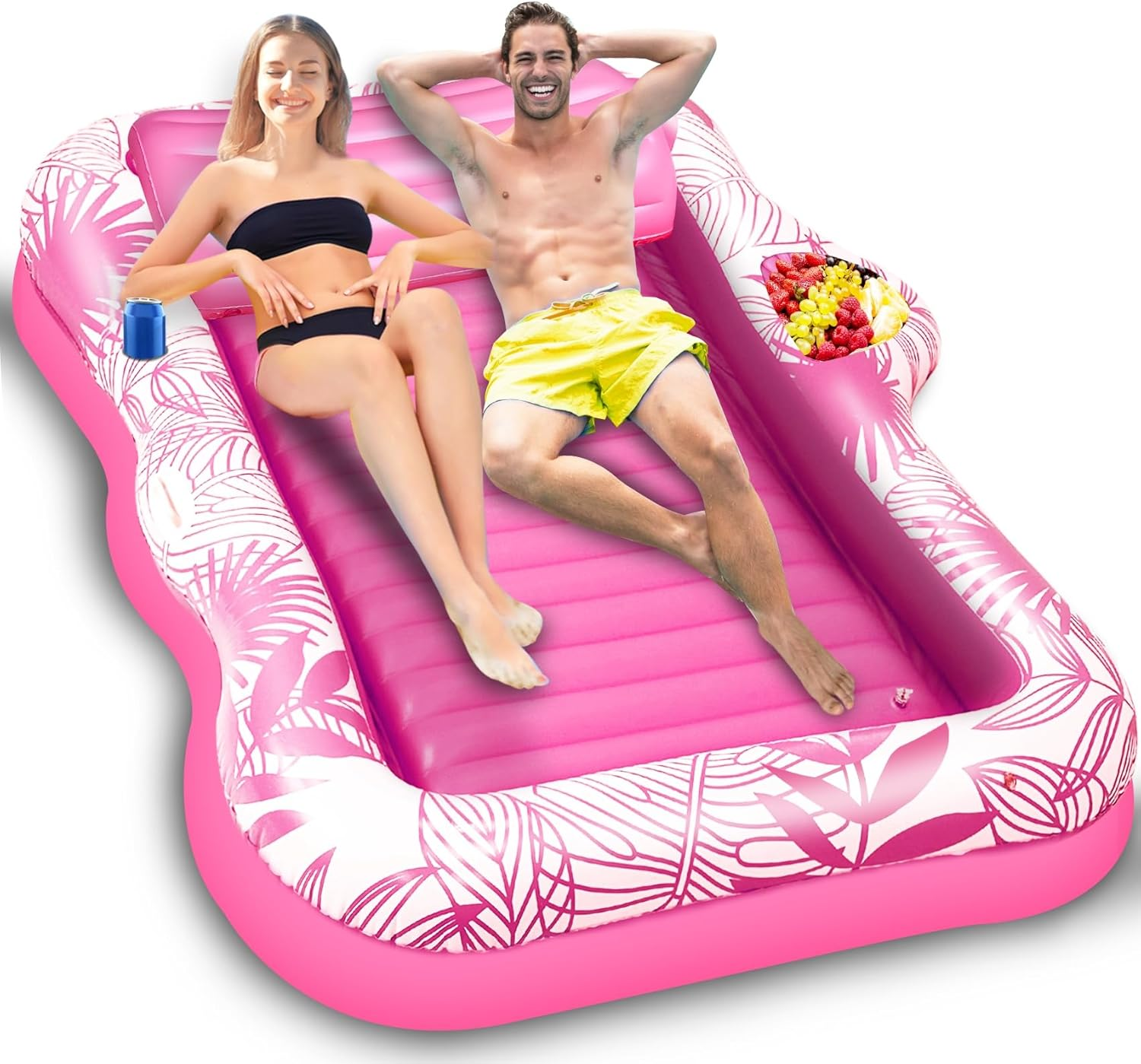 TURNMEON Inflatable Pool Float Sunbathing Lounge Floaties Raft with Cup Holder
