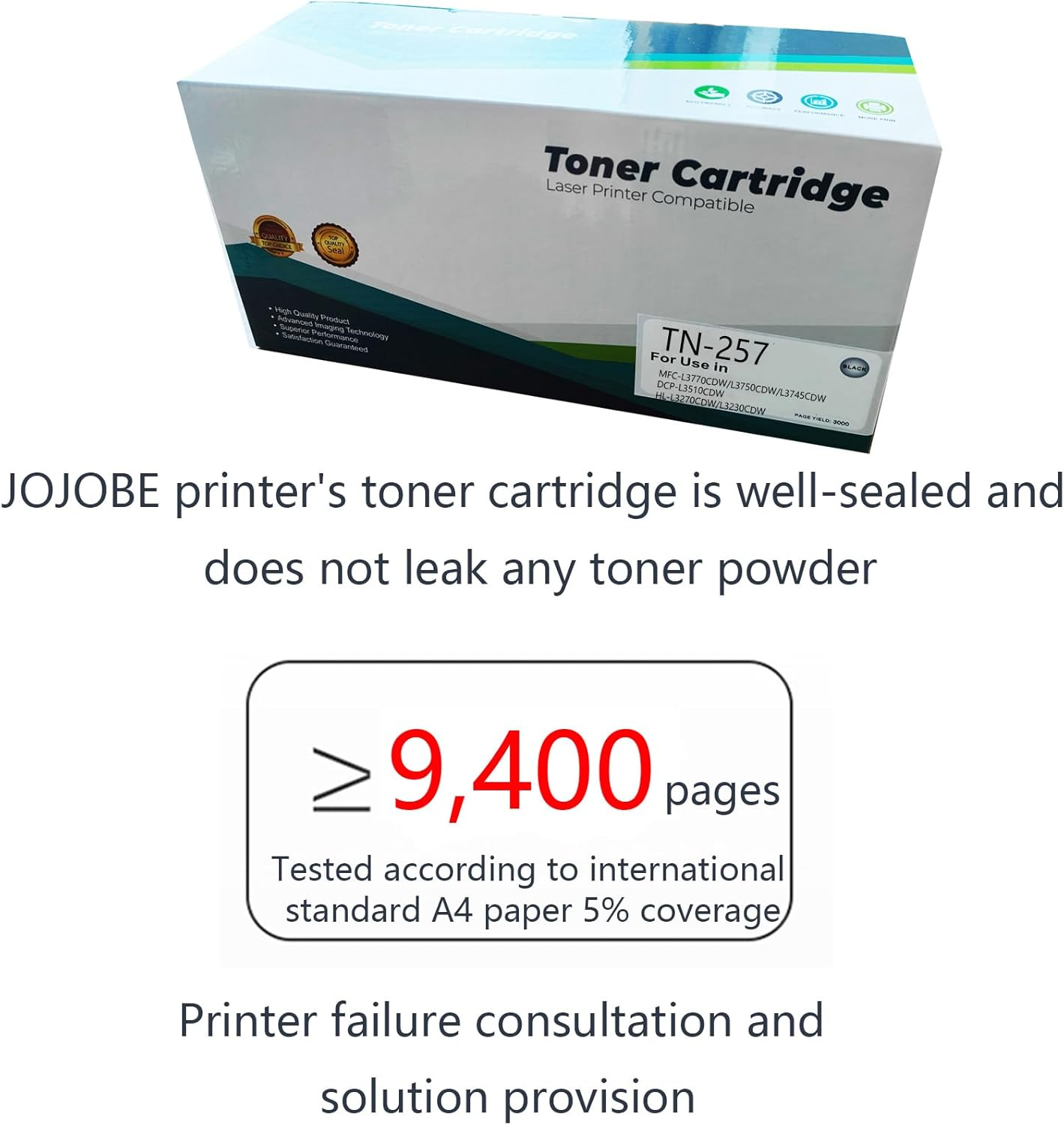 JOJOBE Planet TN-257(1BK1C1M1Y) Compatible Toner Cartridge with Brother MFC-L3770CDW L3750CDW L3745CDW DCP-L3510CDW HL-L3270CDW L3230CDW,BK 2500 Pages ,CYM 2300 Pages per Cartridge 4 Pack (1BK1C1M1Y) image number 2