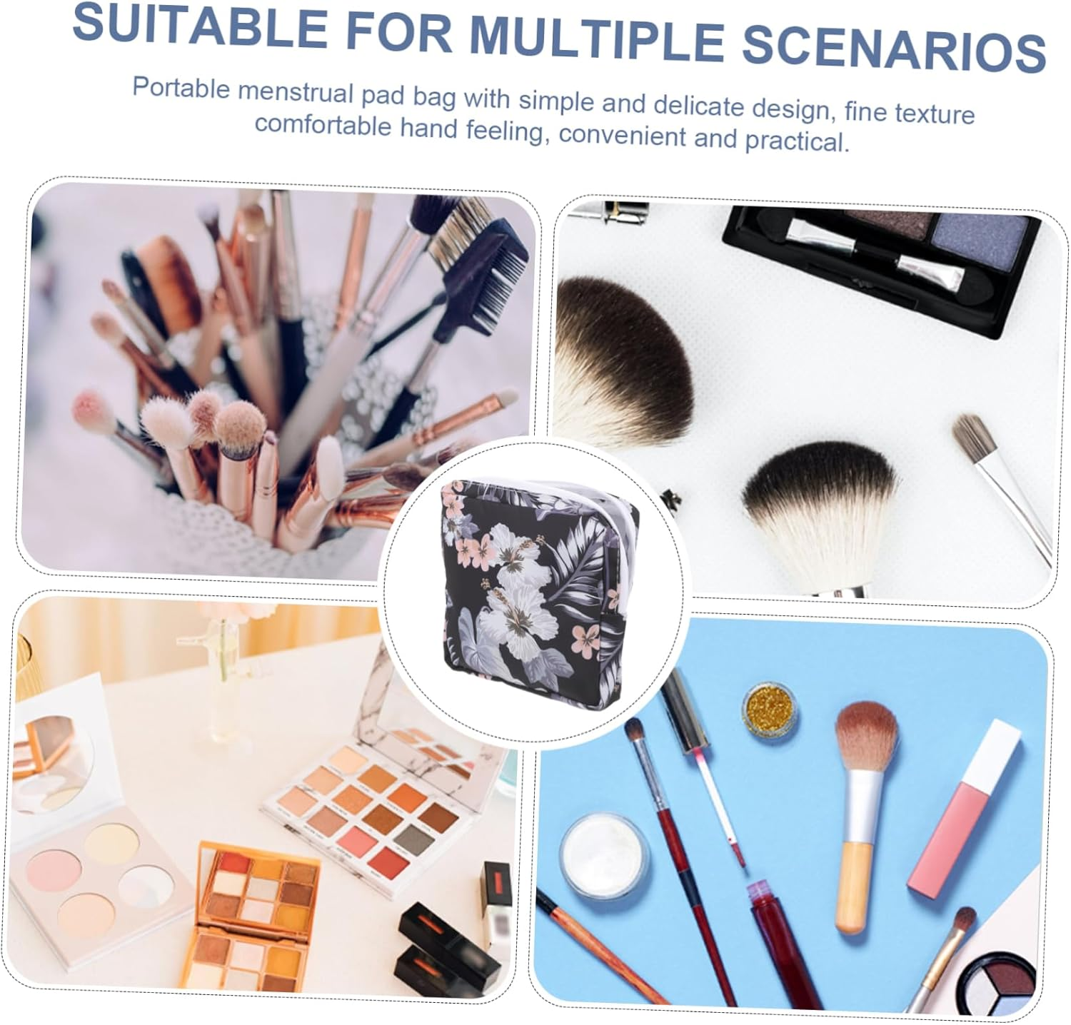 Travel Sanitary Napkin Bag Cotton Material Zippered Menstrual Pad Pouch for Makeup Storage Lipsticks Earphones and Coins - As Shown image number 3