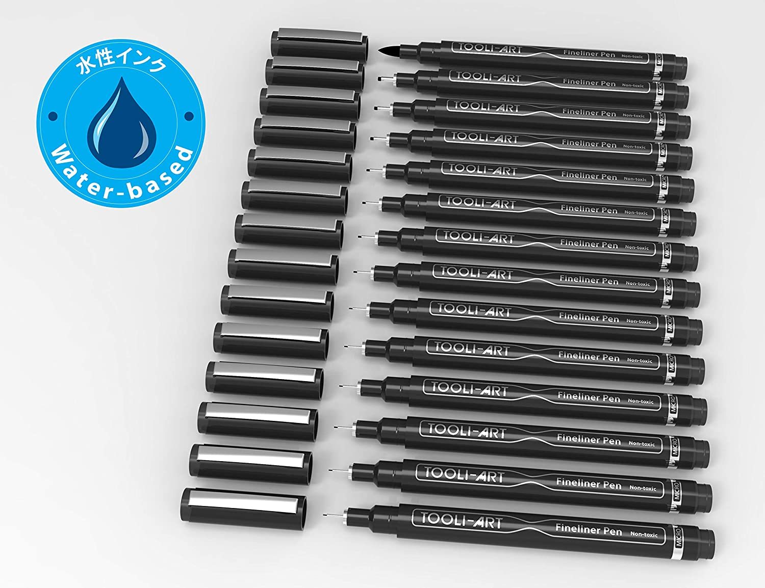 Micro-Line 14 Pens with Case, Fineliner, Multiliner, Archival Ink, Waterproof, Journaling, Illustration, Architecture, Technical Drawing, Outlining, Scrapbooking, Manga, Writing, Rock Painting Black image number 3