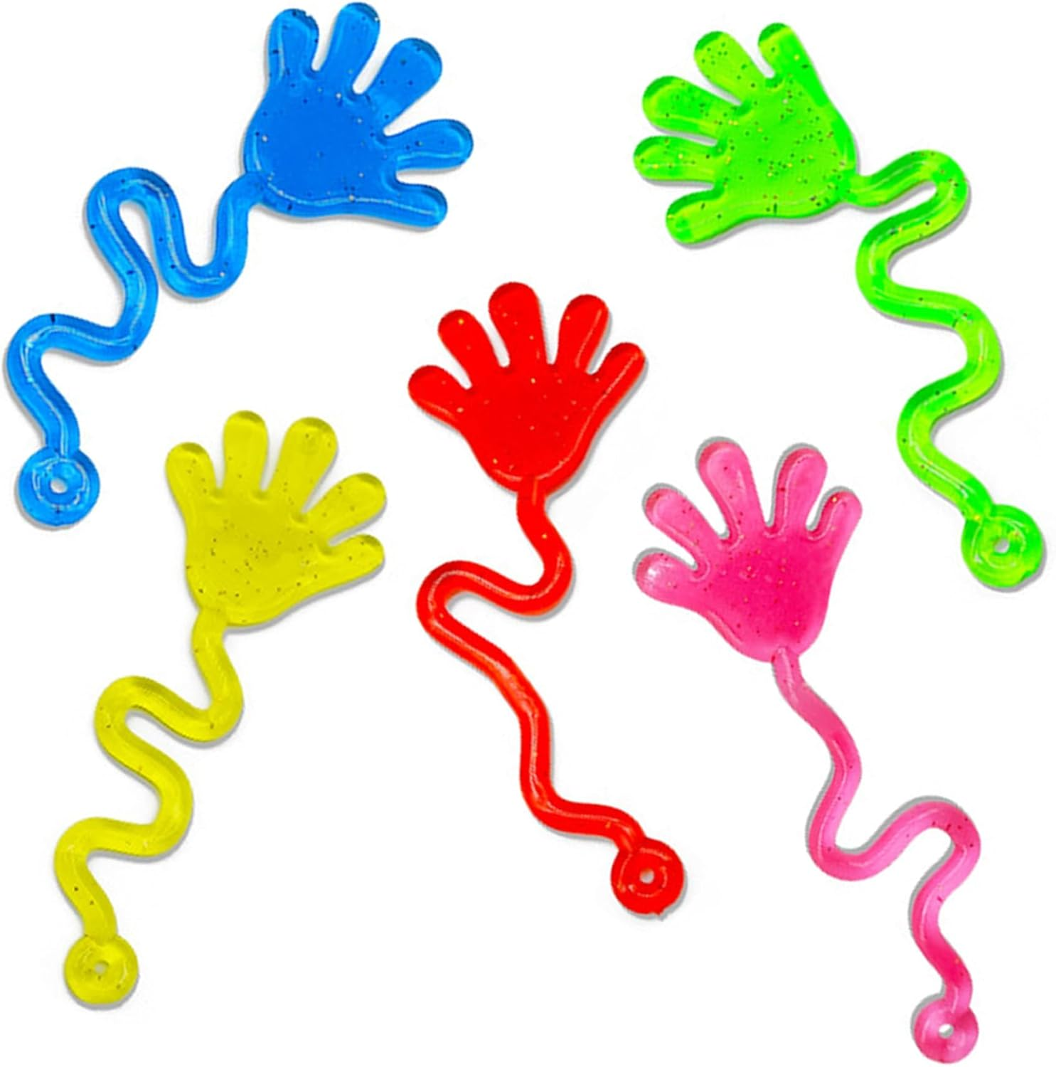 5Pcs TPR Sticky Stretchy Hand Palm Glitter Wall Climbing Toy &ndash; Bouncy, Elastic, Fun, Nostalgic, Strong Adhesion, Safe for Kids