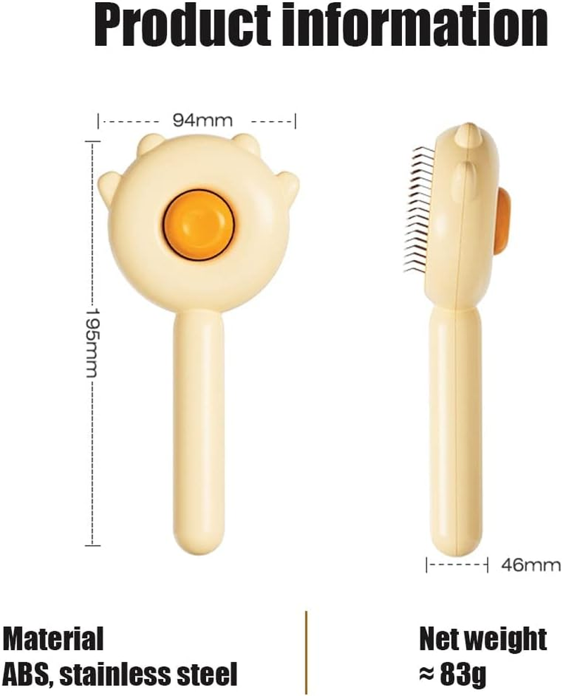 Magic Pet Grooming Brush, 2023 New Self-Cleaning Slicker Comb for Long or Short Hair Pets, Removes Tangles and Loose Fur (Purple) - Yellow image number 5