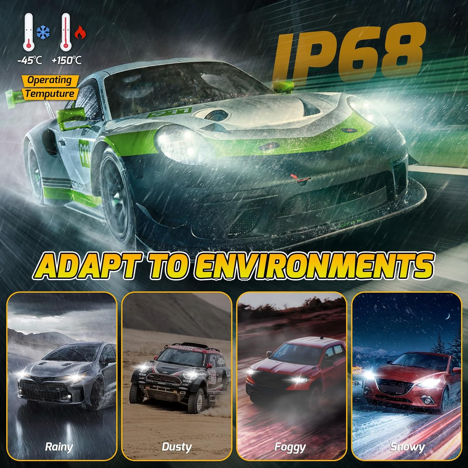 Kaidengzhe 9005/9006 LED Bulb 6000LM HB3 Bulb 60W 6000K 1:1 Mini Size Car HB4 Led Headlight Conversion Kit IP68 Fog Light Bulbs Plug & Play for High Low Beam Halogen Replacement, Pack of 2 image number 6