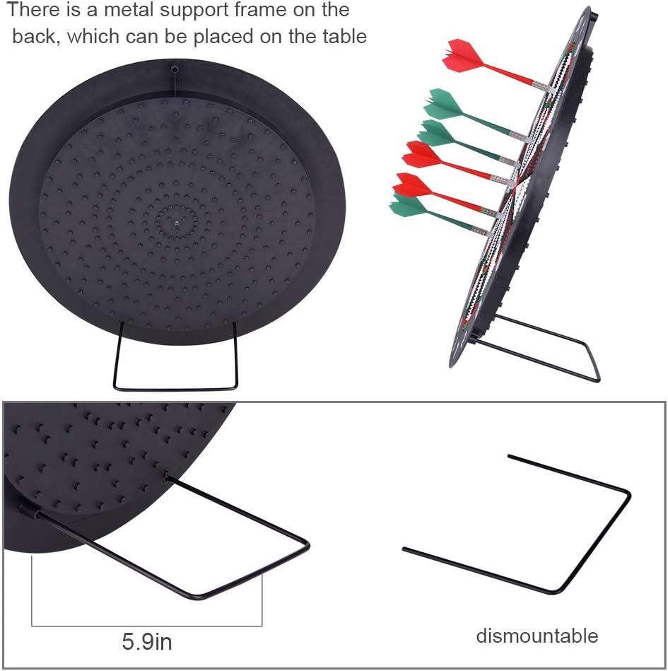 Portzon Dart Board, 16.4 Inch with 6 Rubber Safety Tip Darts Dartboard Game Set, Office Relaxing Sport & Family Leisure Time image number 1