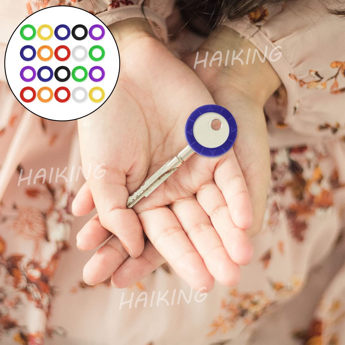 Silicone Cap, 20 Pcs Colorful round Tags Covers Set for Car Door, Home Keys, Identifying (Random Color) image number 3