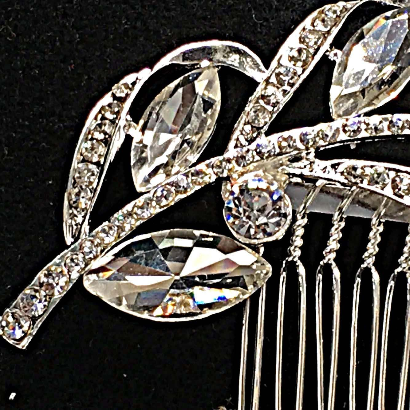 Crystal Wedding Hair Comb Rhinestone Leaf Hair Comb Bling Bridal Headpieces Decorative Head Clip Headwear Bridal Hair Accessories for Women (Style1, One Size) image number 6
