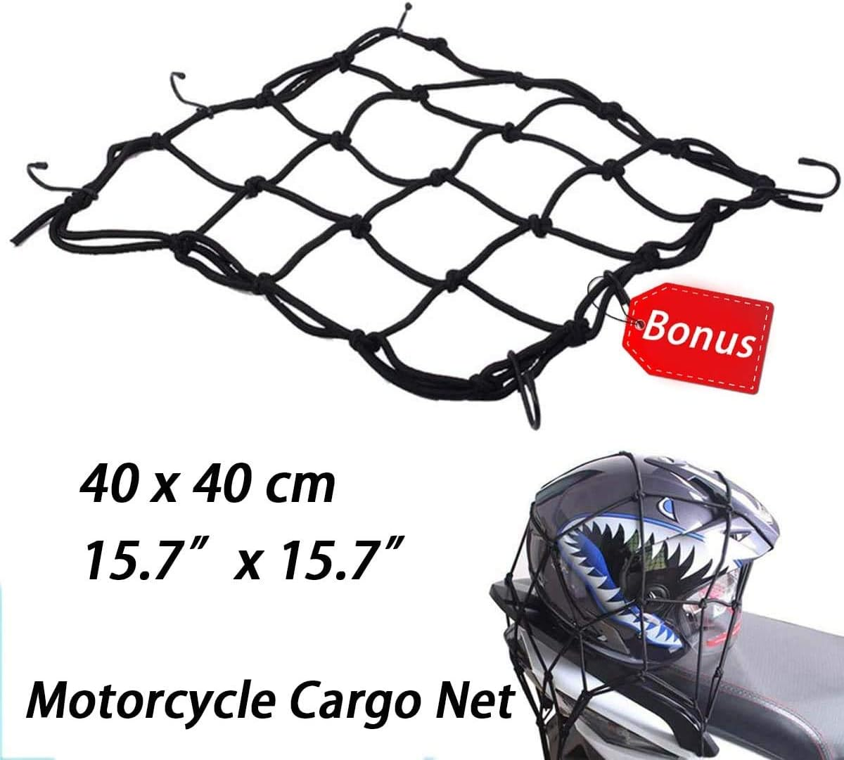 Dual Use Motorcycle Helmet Bag - Waterproof Seat Bag for Motorbike Full Face Helmet - Includes One Extra Cargo Net image number 6