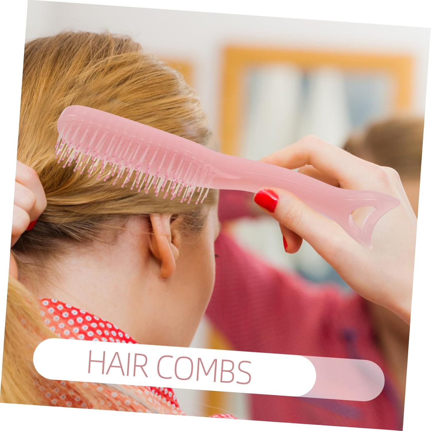 Hair Comb for Women Scalp Massage Detangling Comb Nylon Bristles for Wet Dry Curly Straight Hair Pink - Pink image number 2