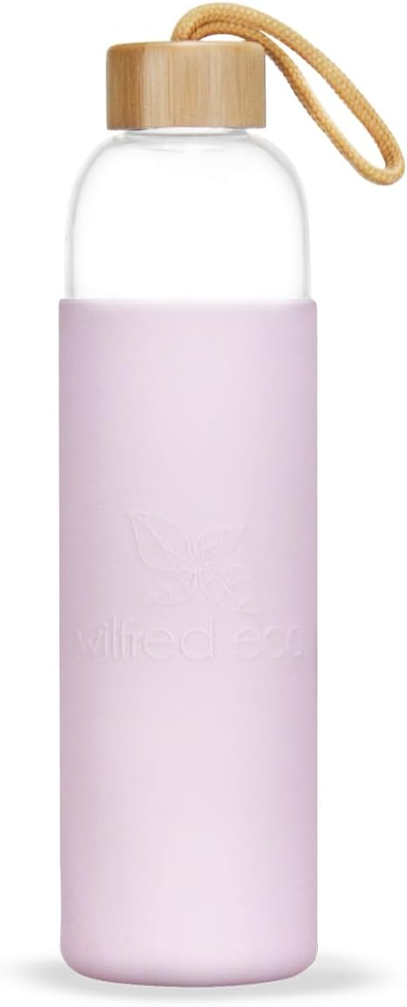 Wilfred Eco 1 Litre Glass Water Bottle | Large 1L Capacity | Protective Silicone Sleeve | BPA Free, Eco-Friendly & Leak-Proof | Dishwasher Safe | (Colour - Pastel Pink)