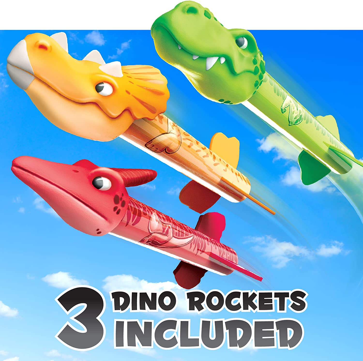 MINDSPROUT Rocket Launcher for Kids - Dino Blasters - Launch up to 100 Ft. Best Birthday Gift, for Boys & Girls Age 3 4 5 6 7 Years Old - Outdoor Toys, Family Fun, Dinosaur Toy image number 2