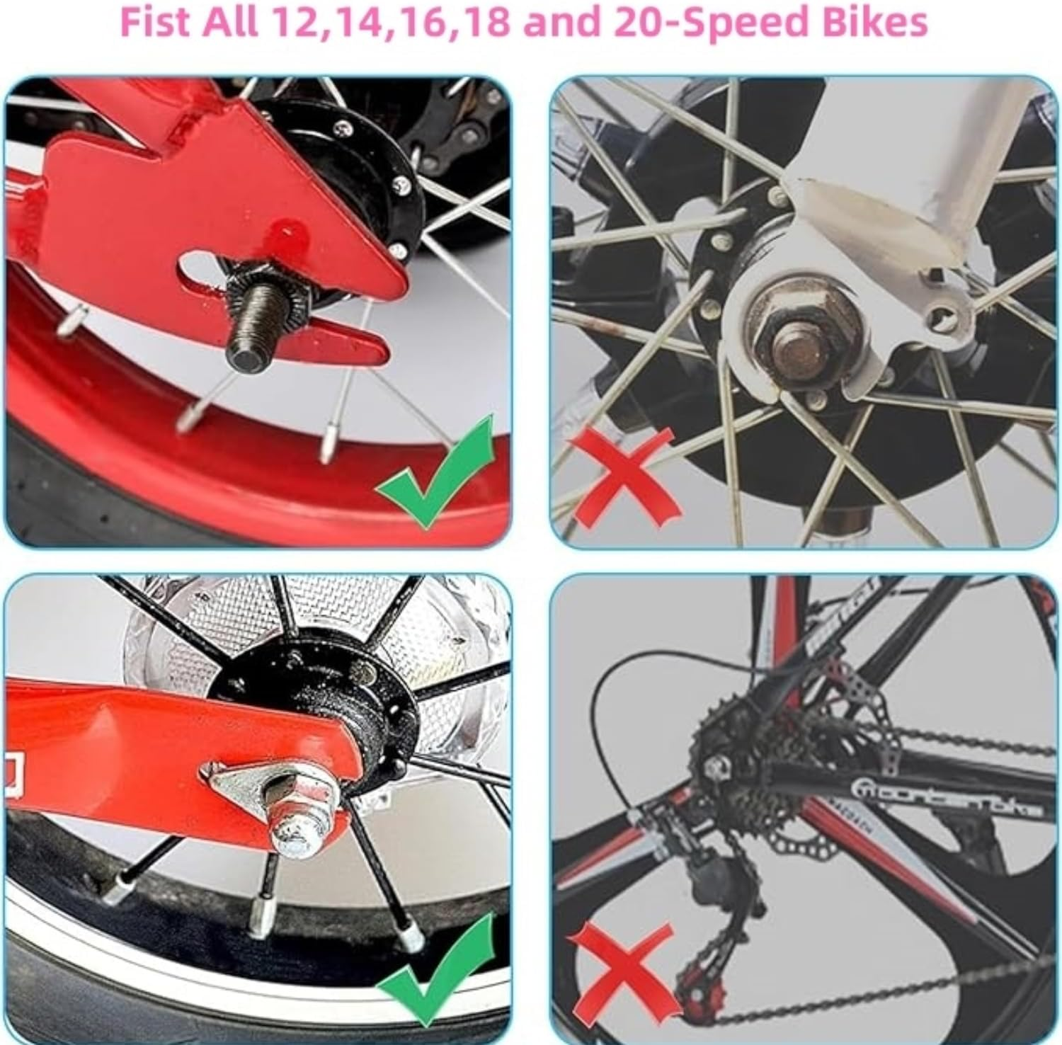 1 Pair Bicycle Training Flash Wheels Set, Bike Stabilizers Support Wheels Steel Frame for 12-20 Inch Little Bicycle Stabilisers Bike Safety Training Equipment (Pink) image number 5