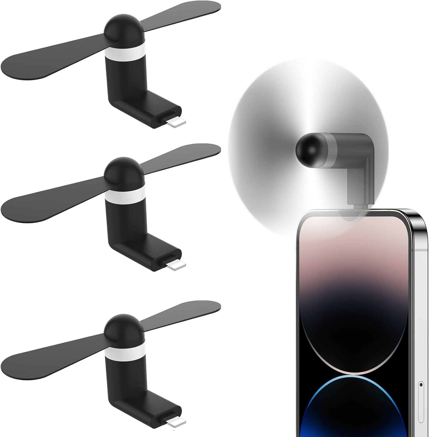 3 Pack Portable Cell Phone Fan Mini Fan Compatible with Iphone 14/14Pro Max/13/13 Pro Max/12/12 Pro Max/11/11 Pro/11 Pro Max/X/Xs/Xr
