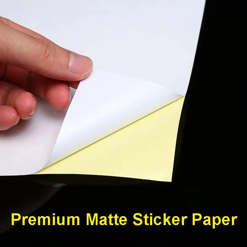 A4 Sticker Paper, Premium Matte White Sticker Paper for Inkjet and Laser Printer, 75 Sheets of Premium Printable Label Sheets, Label Printing Paper, Highly Self-Adhesive, DIY Labels