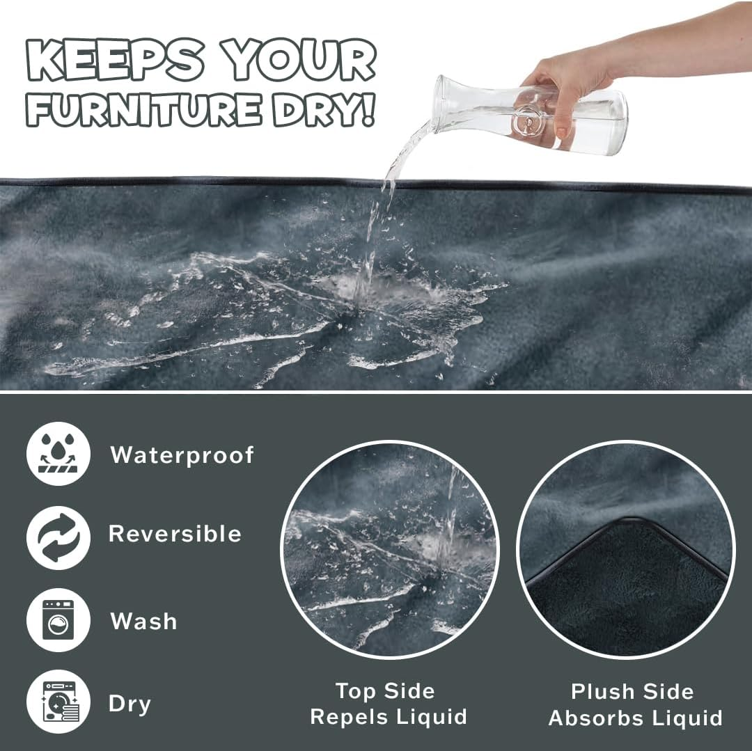 Anti-Anxiety Waterproof Pet Throw Blanket - Water Resistant, Splash-Proof Dog Blanket, Cozy Cat Blanket, Ideal Blanket for Small Dogs, Soft, Durable, Modern Style for Pets Grey, 76Cm X 102Cm image number 1