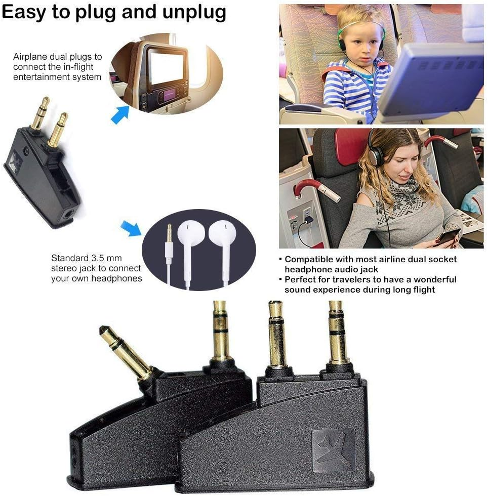 Airline Aeroplane Flight Headphone Airline Adapter Aviation Plugs to 3.5Mm Jack for Boes Quietcomfort 35 Quietcomfort 20 Quietcomfort 25 QC3 QC20 QC25 AE2 AE2I OE2 Headphones