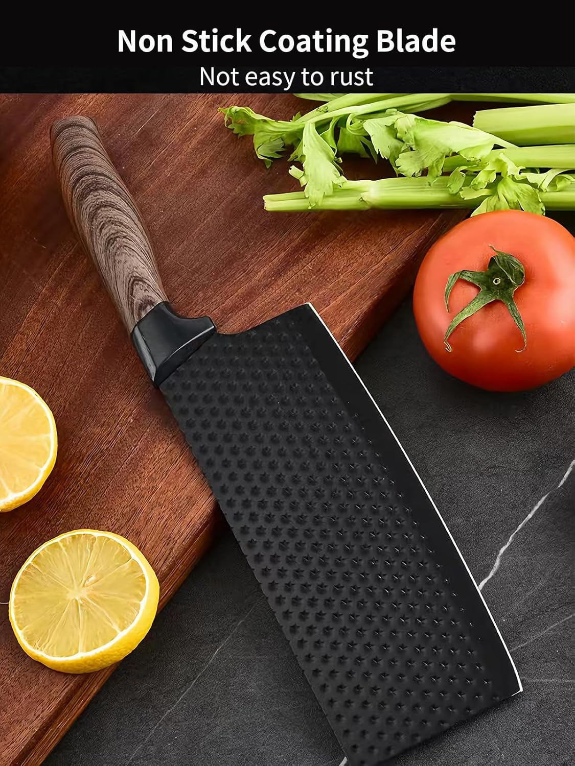 Black 6-Piece Kitchen Knife Set with Block - Includes Chef'S, Santoku, Bread, Paring Knives and Kitchen Shears image number 4